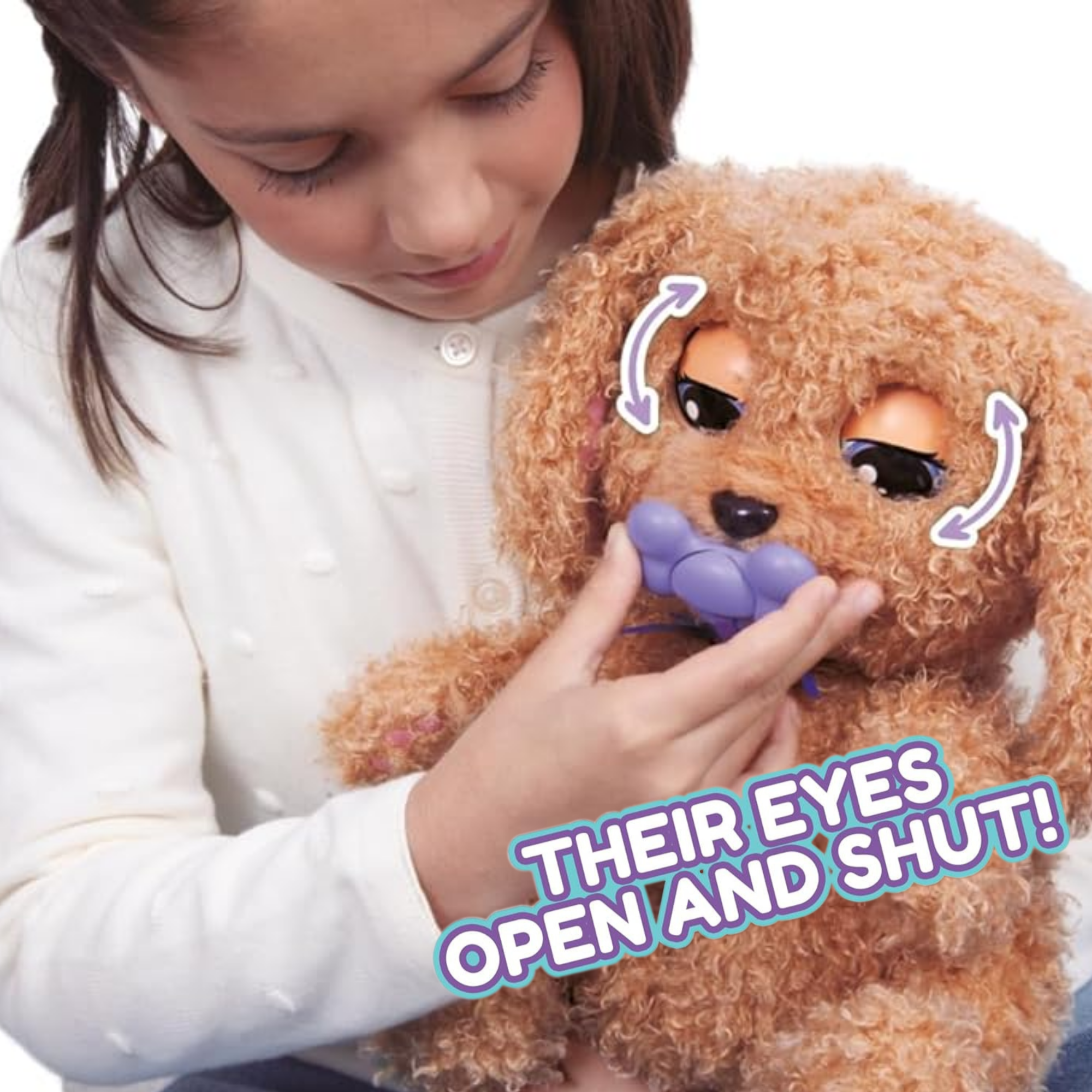 BABY PAWS Love and Care, Labradoodle, 11.4 Inch Interactive Plush Toy Puppy with Carry Bag, Kids Pretend Play Toy with Sound Effects, Suitable for Both Boys and Girls Aged 4+