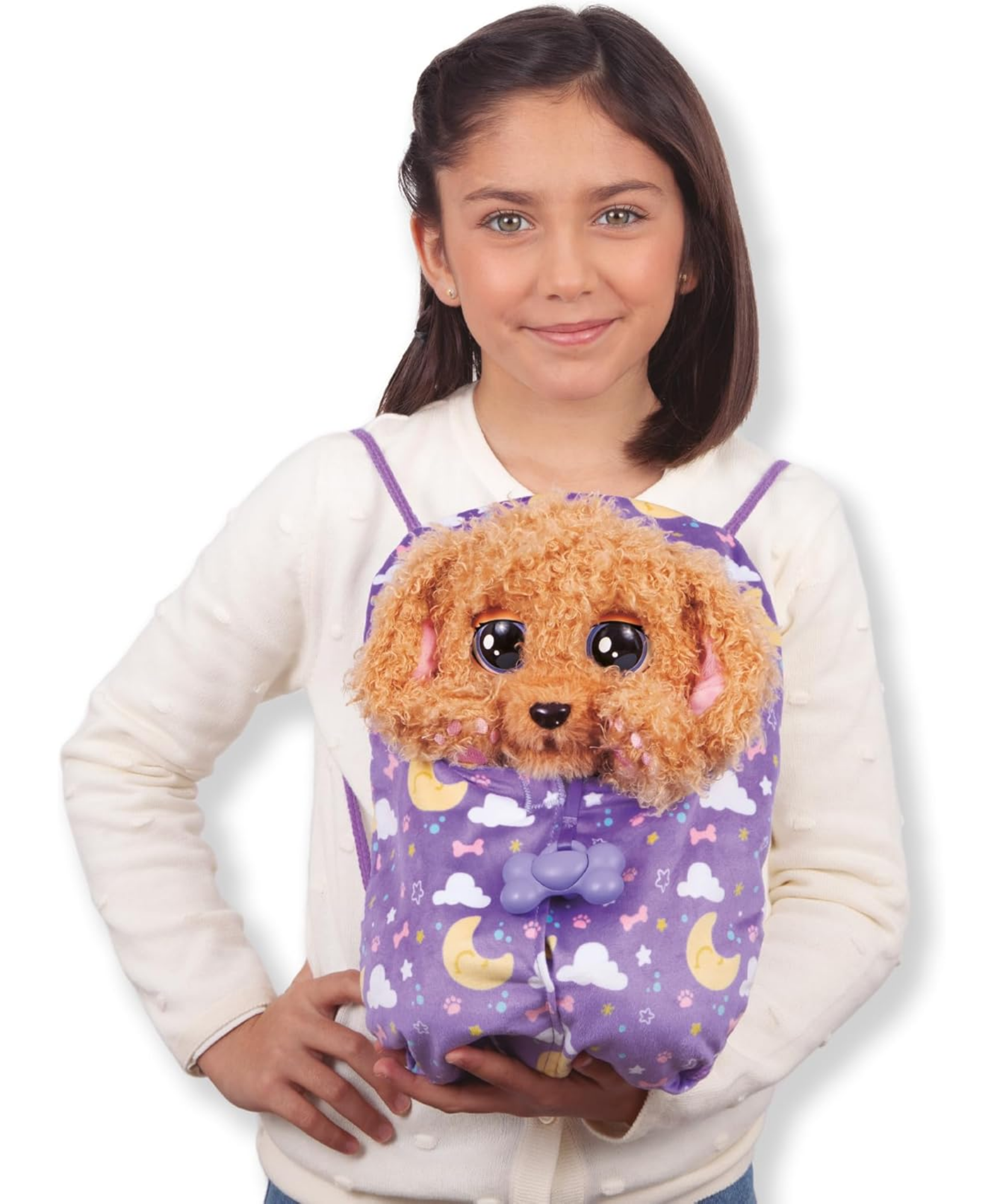 BABY PAWS Love and Care, Labradoodle, 11.4 Inch Interactive Plush Toy Puppy with Carry Bag, Kids Pretend Play Toy with Sound Effects, Suitable for Both Boys and Girls Aged 4+