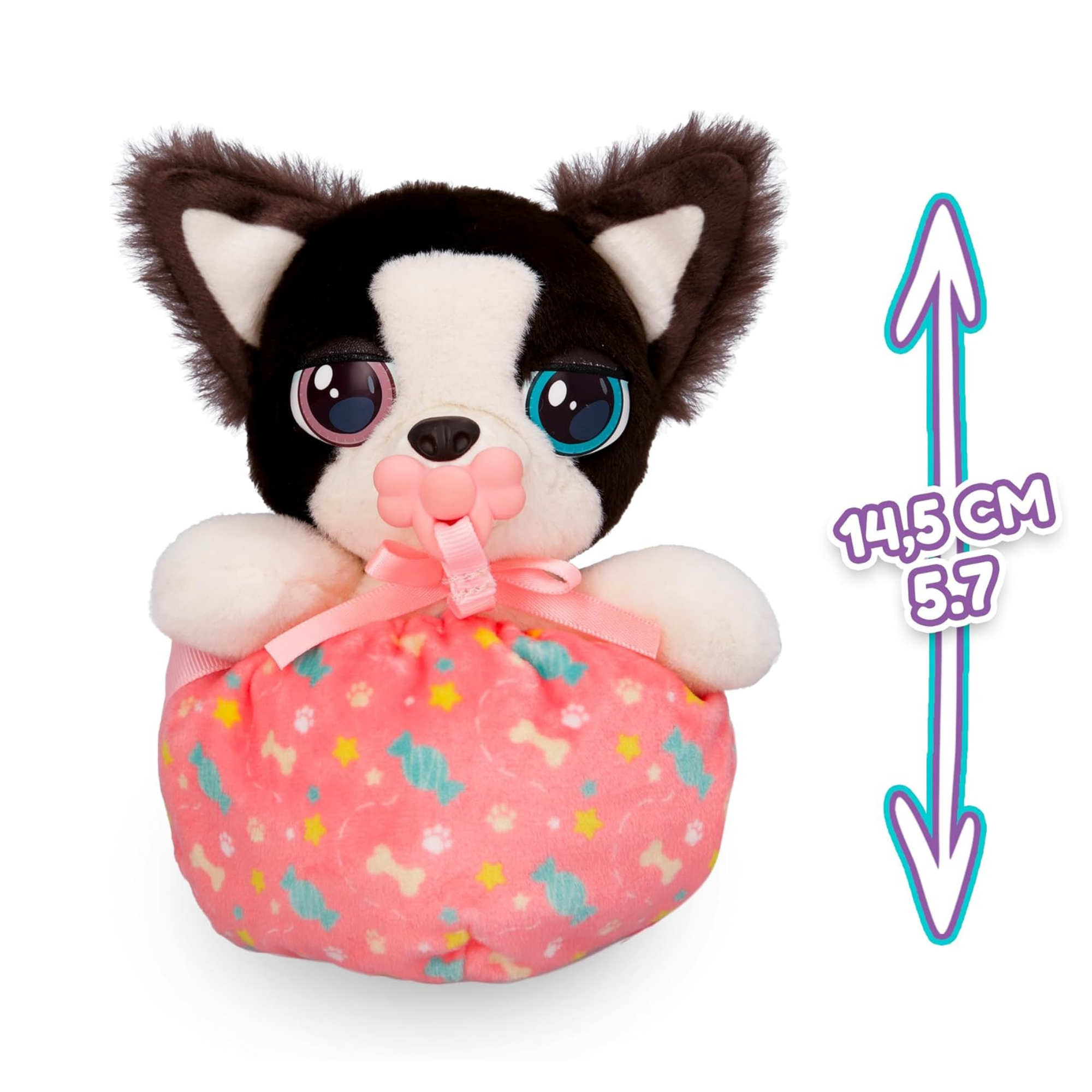 جراء صغيرة من بيبي باوز، كلب بوردر كولي، لعبة جرو تفاعلية من القطيفة مقاس 5 بوصات مع حقيبة حمل، لعبة تظاهر للأطفال مع مؤثرات صوتية، مناسبة للأولاد والبنات من سن 3 سنوات فما فوق