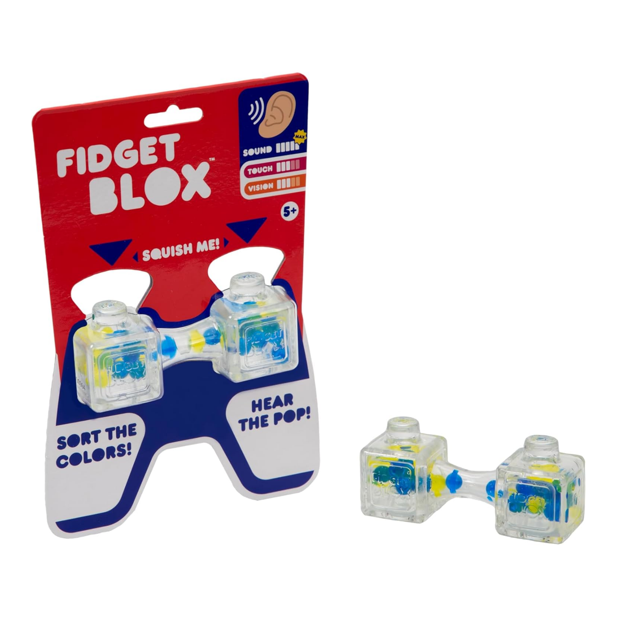 لعبة فيدجيت بلوكس من جالوت، لعبة حسية مركزة على الصوت، لعبة مكتبية لتخفيف التوتر والقلق، للبالغين والأطفال، خرز أزرق وأصفر