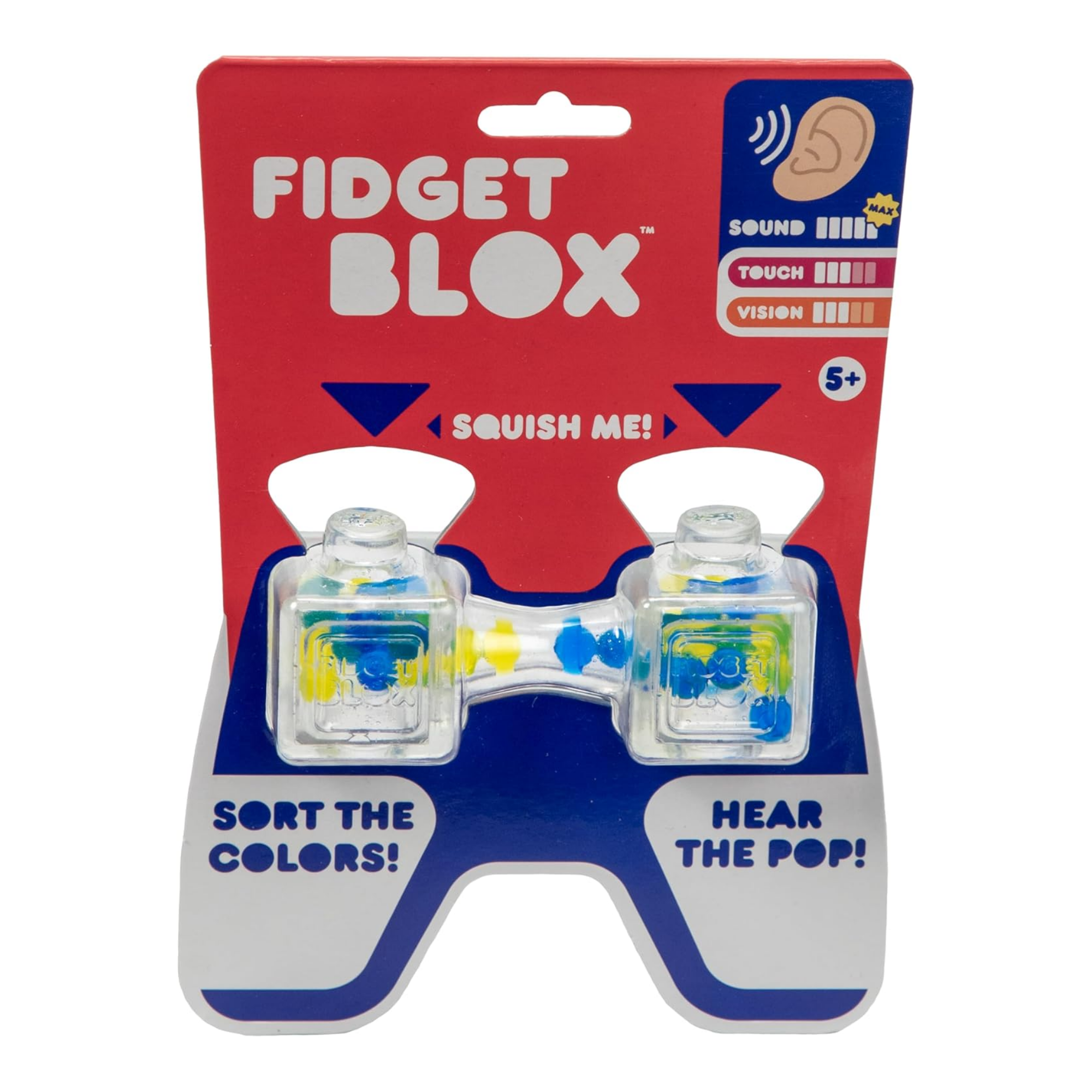 لعبة فيدجيت بلوكس من جالوت، لعبة حسية مركزة على الصوت، لعبة مكتبية لتخفيف التوتر والقلق، للبالغين والأطفال، خرز أزرق وأصفر