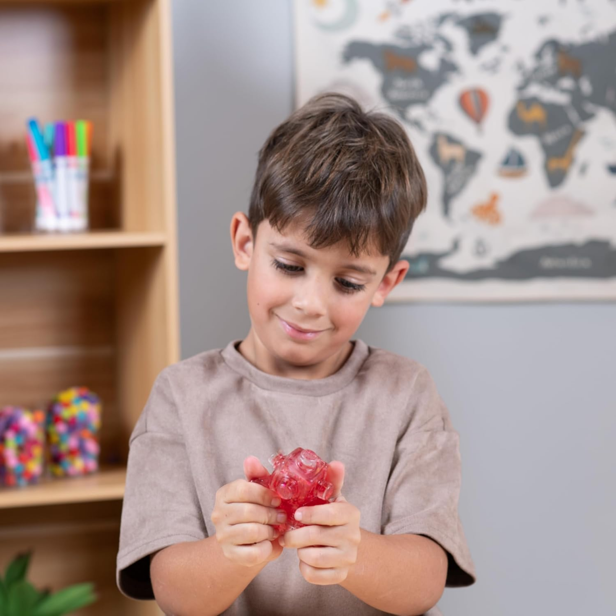 لعبة فيدجيت بلوكس من جالوت، لعبة فيدجيت حسية مركزة على اللمس، لعبة مكتبية لتخفيف التوتر والقلق، لعبة علاجية مهدئة للبالغين والأطفال، باللونين الأحمر والوردي