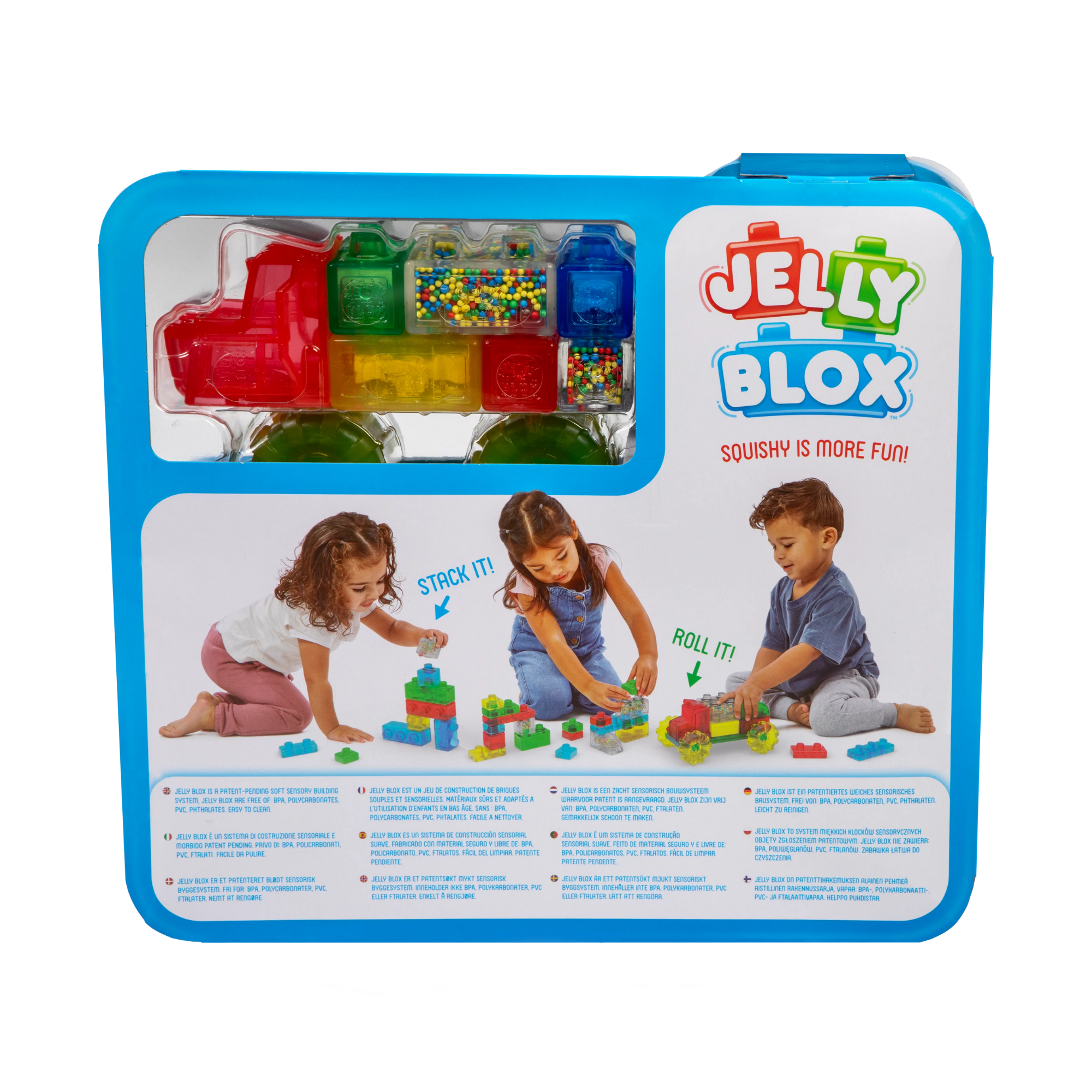 Goliath Jelly Blox Vrooom! Truck Kit, Includes 35 Blocks, Toddler & Preschool Building Blocks Kids Can Squeeze, Stretch, Squish, Safety Tested & Ouch-Free, Tactile, Sensory Play Toy for Ages 2+