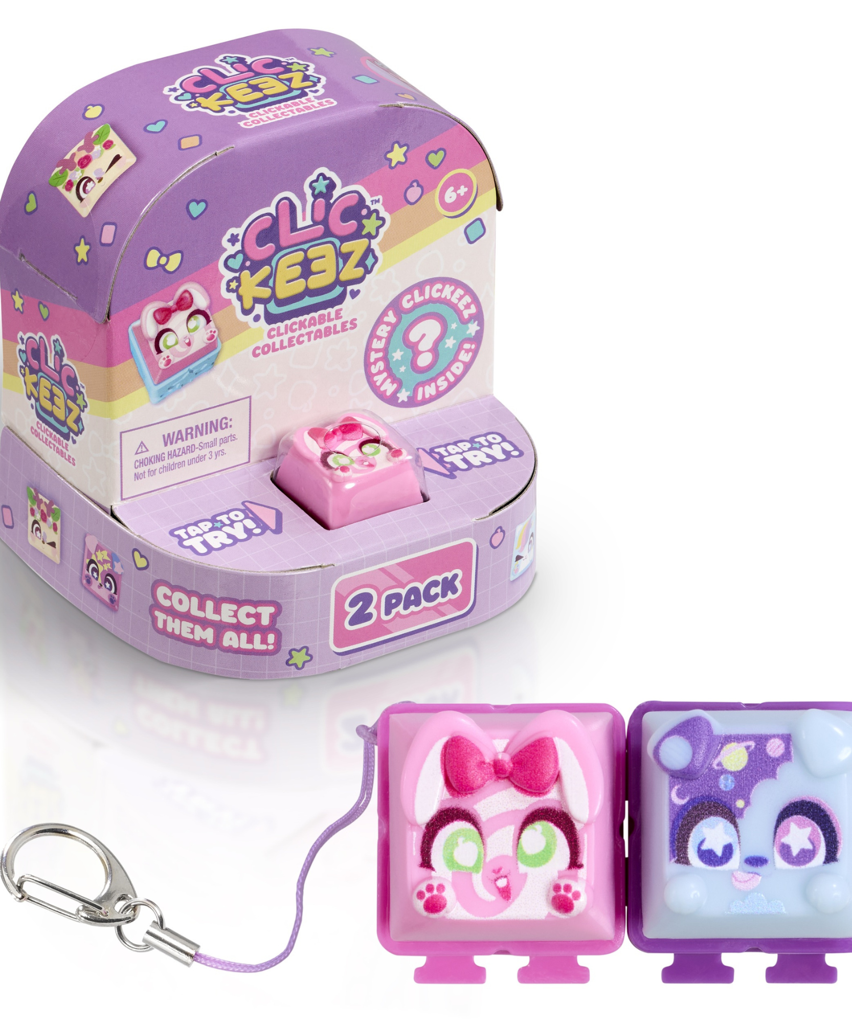 Clickeez Twin Pack, Cute Collectible Keyboard Key Caps, Fidget Toy for Kids 6+