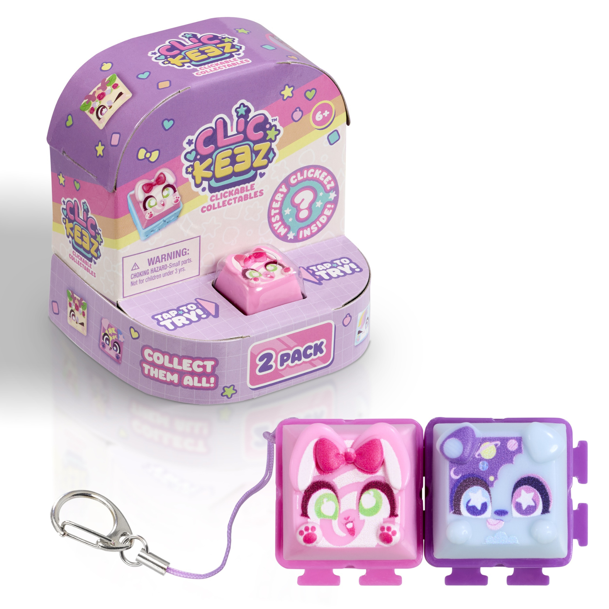 Clickeez Twin Pack, Cute Collectible Keyboard Key Caps, Fidget Toy for Kids 6+