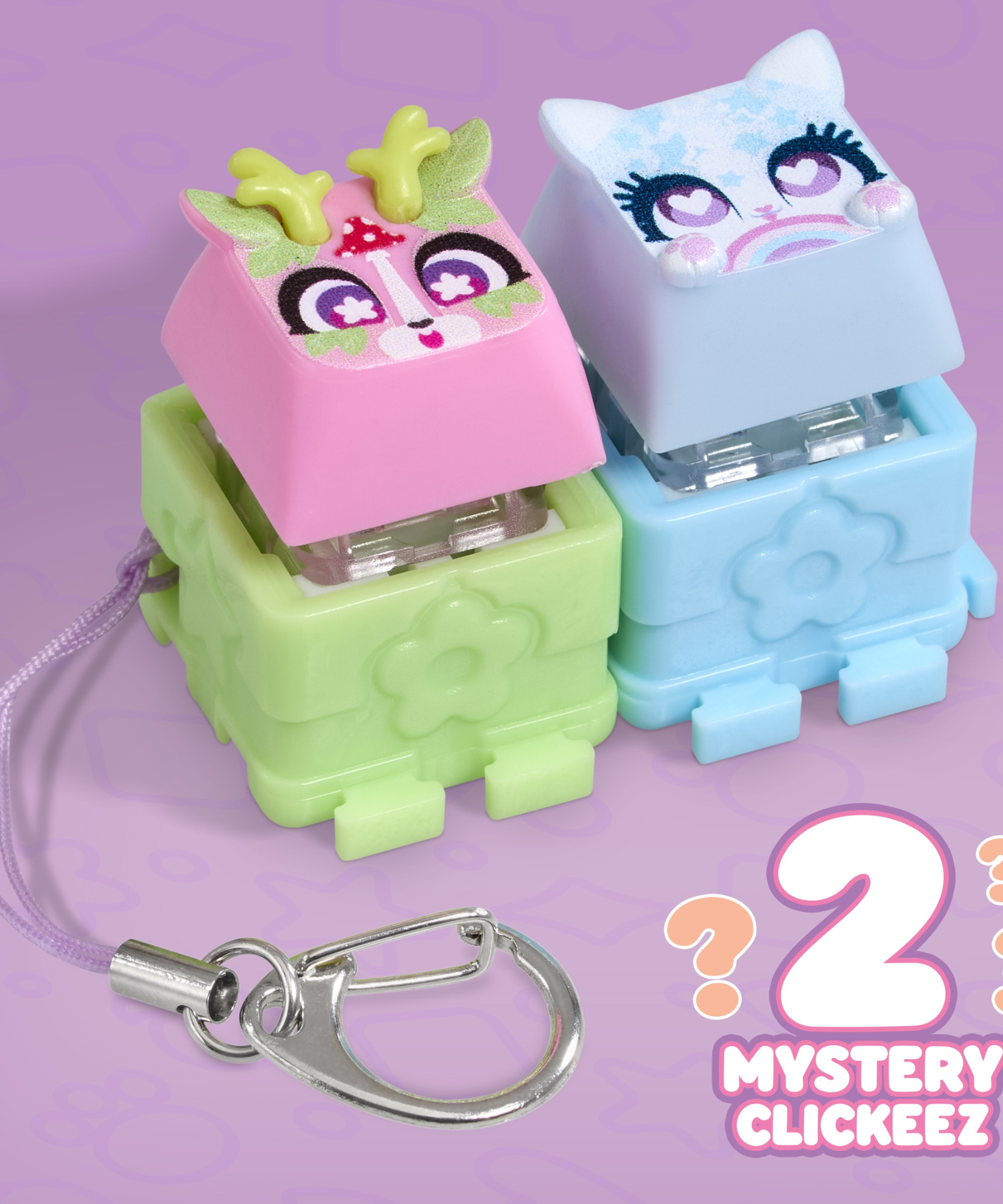 Clickeez Twin Pack, Cute Collectible Keyboard Key Caps, Fidget Toy for Kids 6+