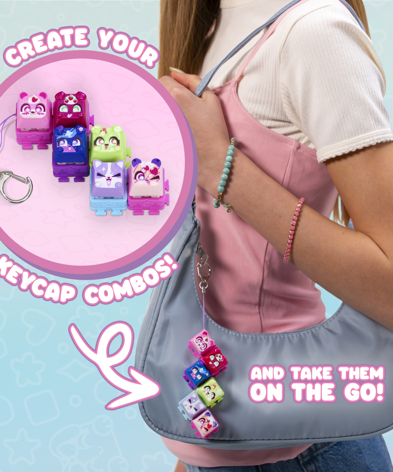 Clickeez Twin Pack, Cute Collectible Keyboard Key Caps, Fidget Toy for Kids 6+