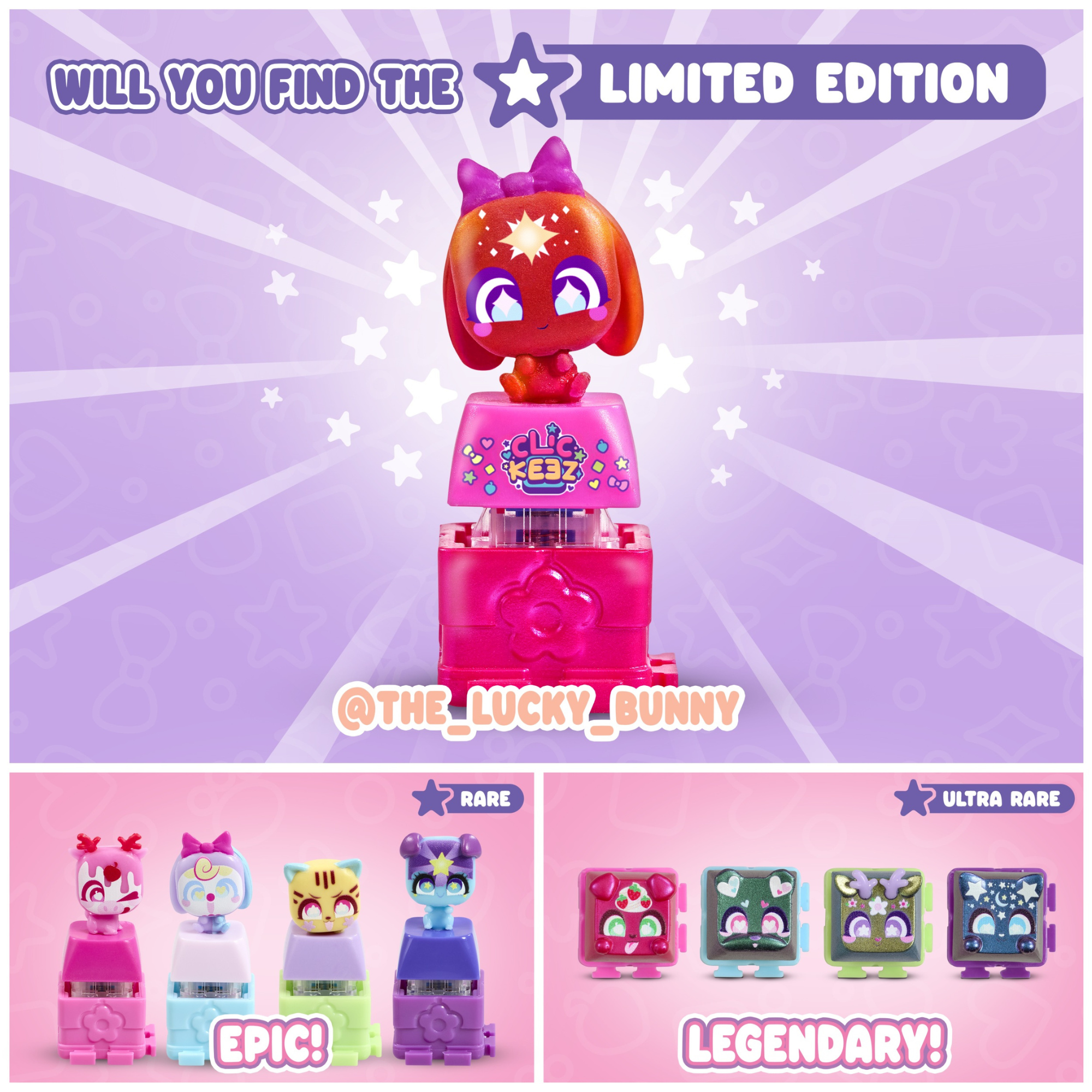 Clickeez Twin Pack, Cute Collectible Keyboard Key Caps, Fidget Toy for Kids 6+