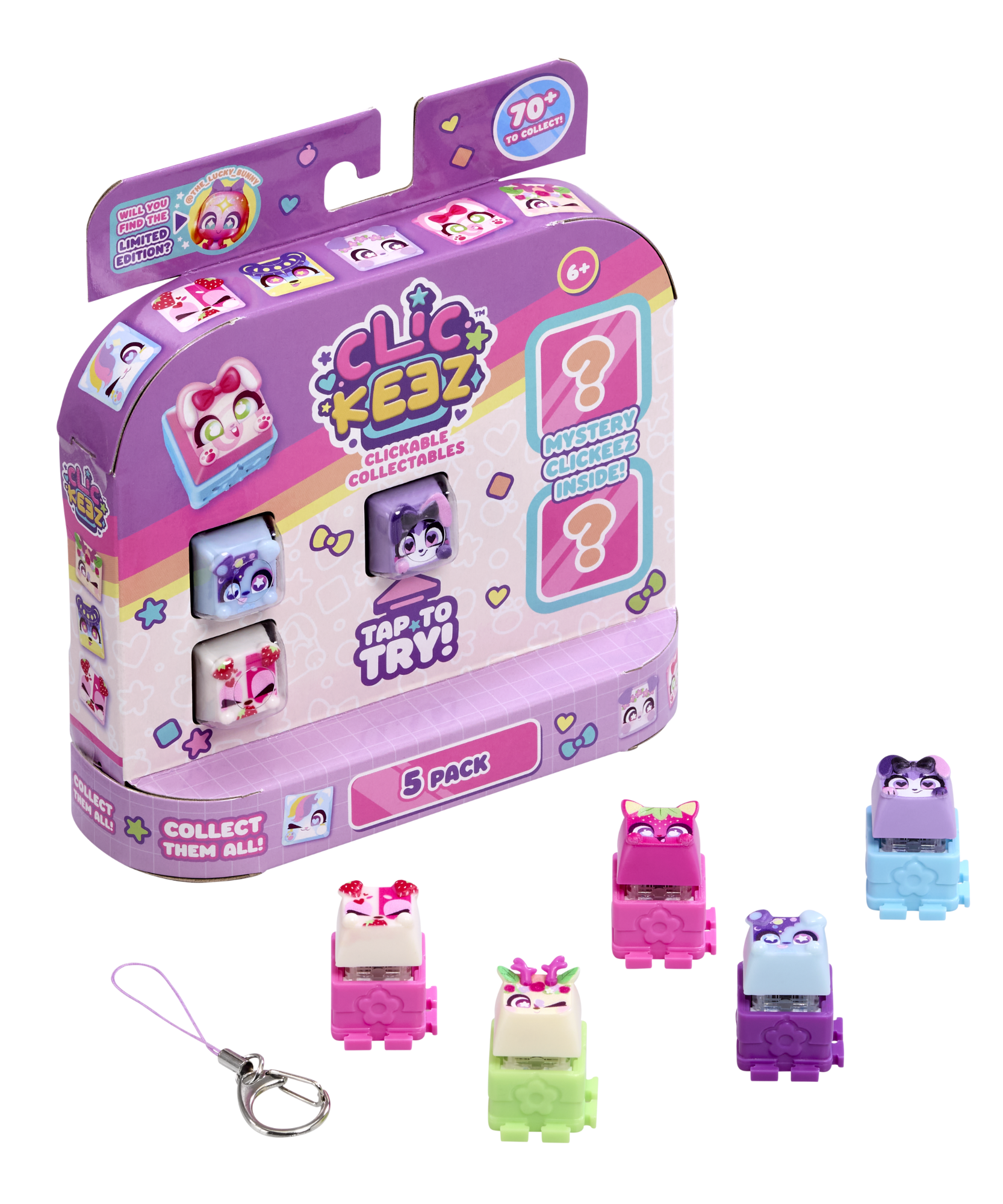 Clickeez Multipack, Cute Collectible Keyboard Key Caps, Fidget Toy for Kids 6+