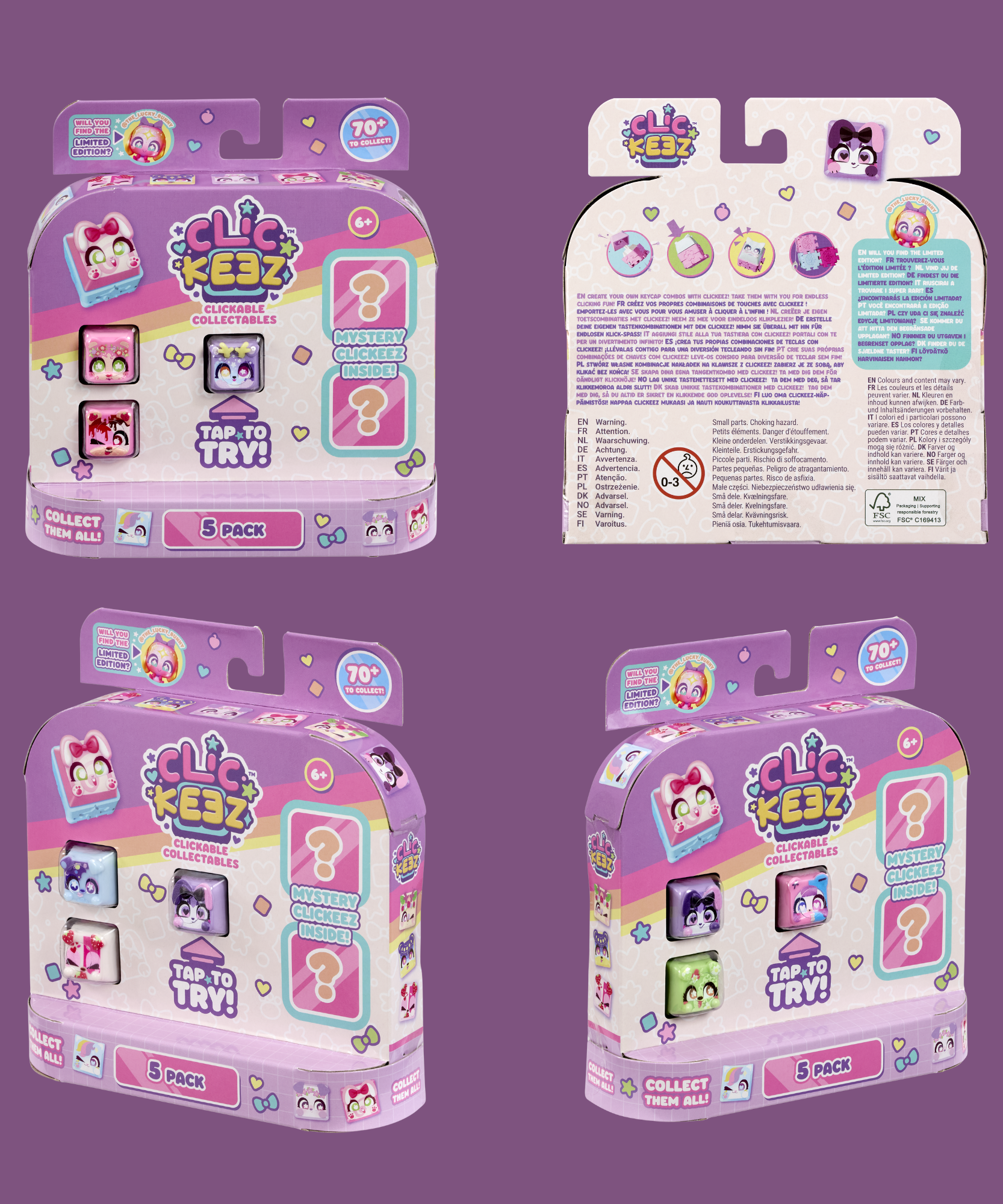 Clickeez Multipack, Cute Collectible Keyboard Key Caps, Fidget Toy for Kids 6+