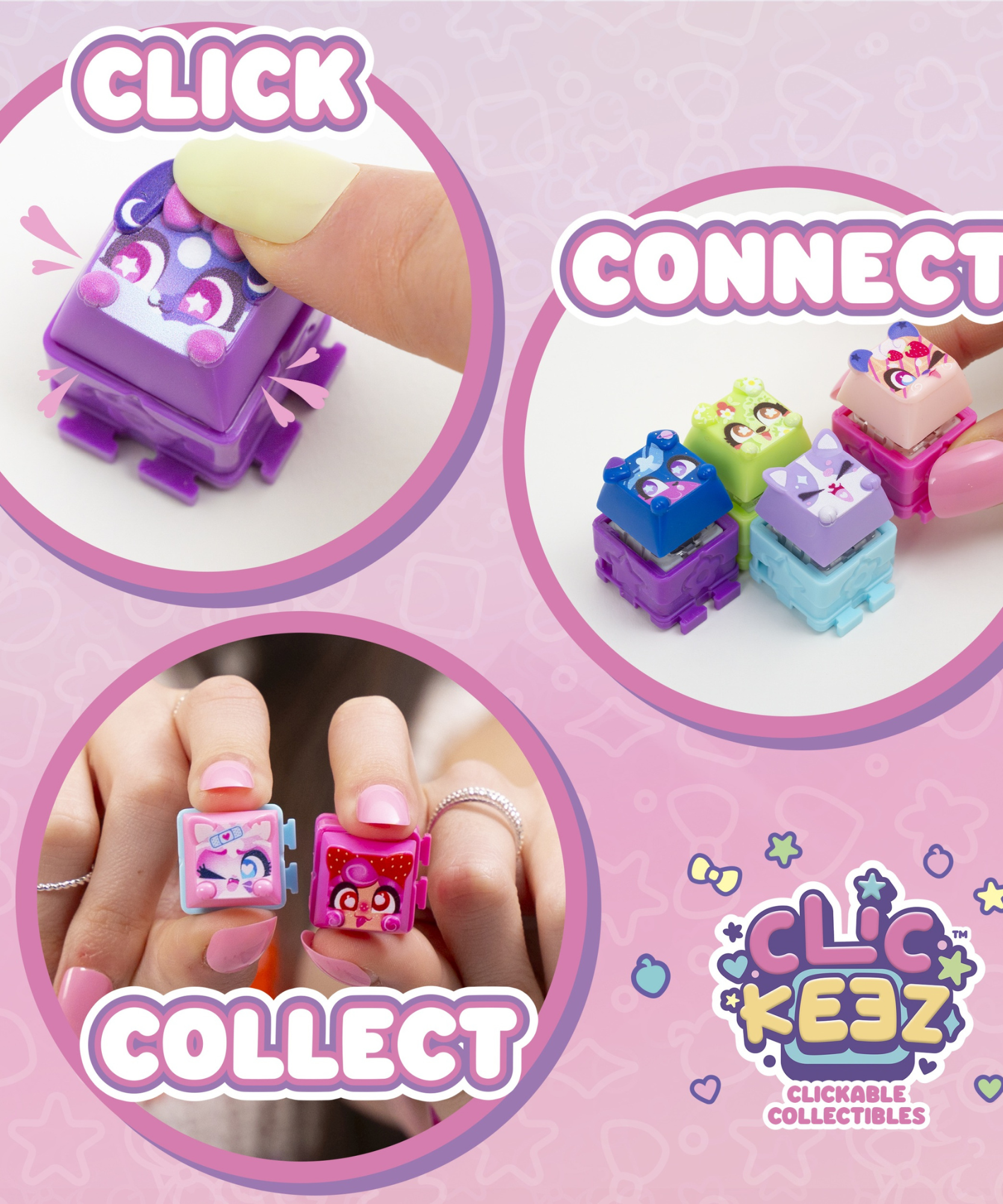 Clickeez Keyboard Mega Pack, Collectible Fidget Key Caps, Stress Relief Toy for Kids 6+