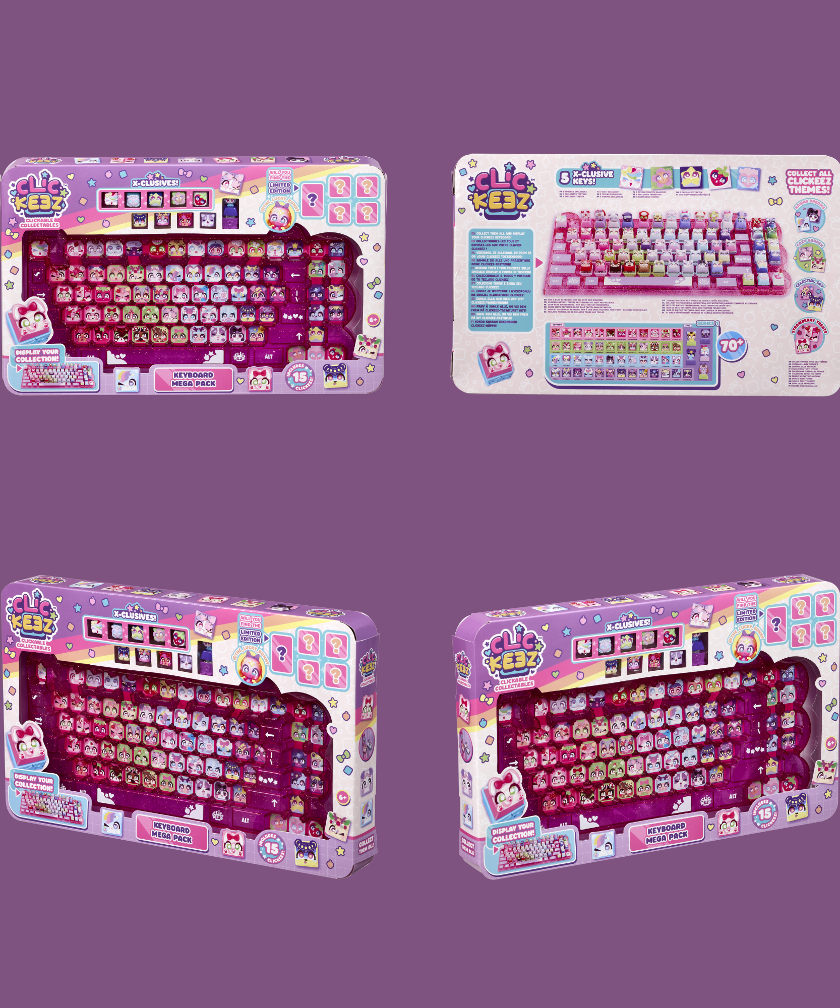 Clickeez Keyboard Mega Pack, Collectible Fidget Key Caps, Stress Relief Toy for Kids 6+