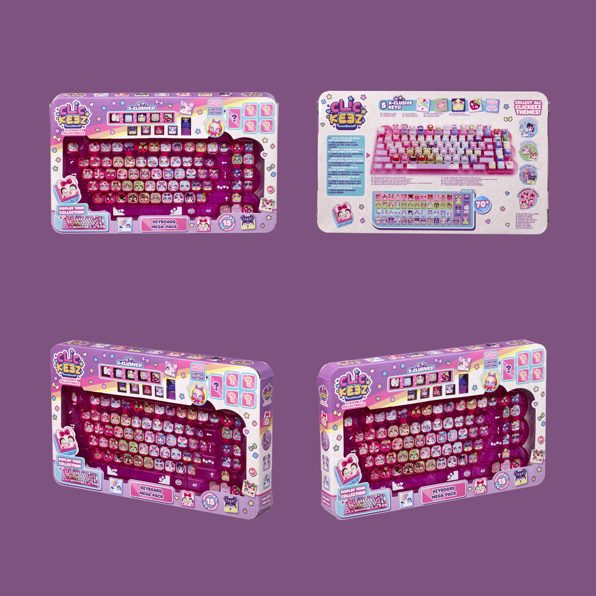 Clickeez Keyboard Mega Pack, Collectible Fidget Key Caps, Stress Relief Toy for Kids 6+