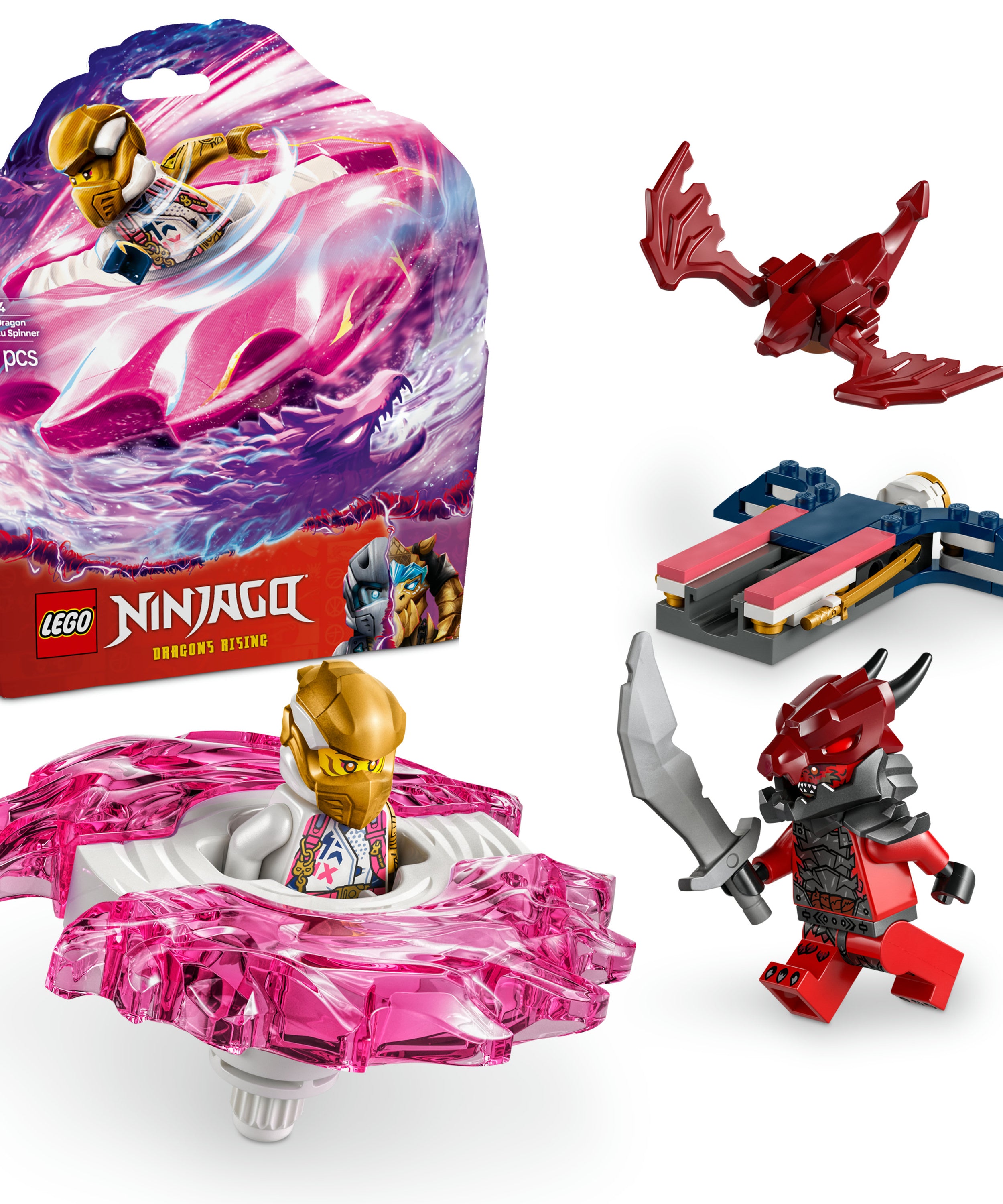 LEGO Ninjago 71824 Sora’s Dragon Spinjitzu Spinner Action Toy for Kids 6+ Boys, Spinjitzu Launcher + Minifigures