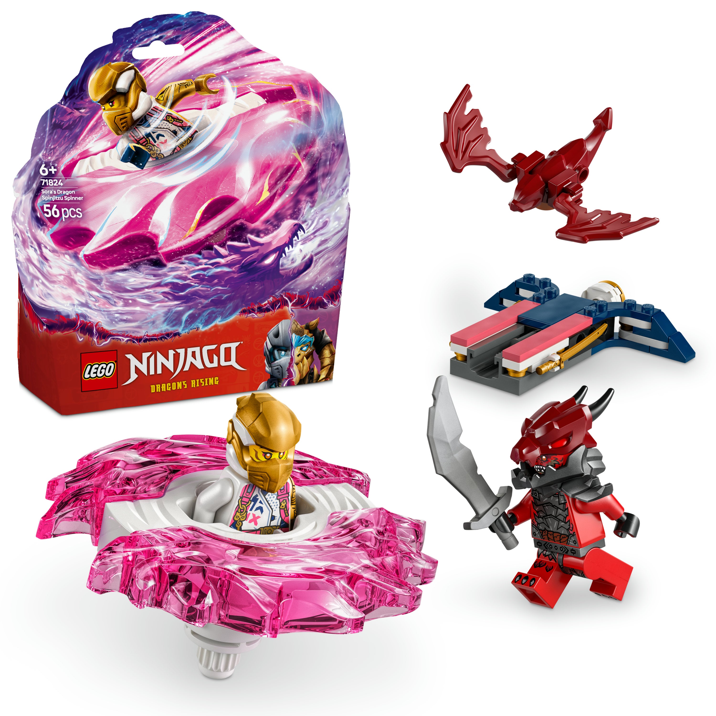LEGO Ninjago 71824 Sora’s Dragon Spinjitzu Spinner Action Toy for Kids 6+ Boys, Spinjitzu Launcher + Minifigures
