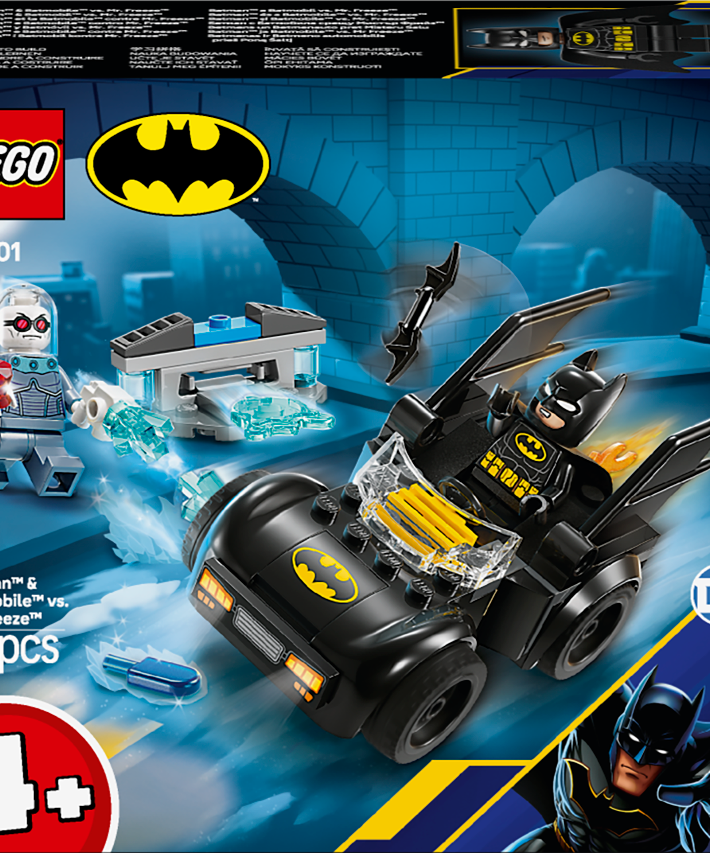 LEGO Batman 76301 Batman & Batmobile vs Mr Freeze Vehicle Playset for Kids 4+ Unisex, Preschool Superhero Toy