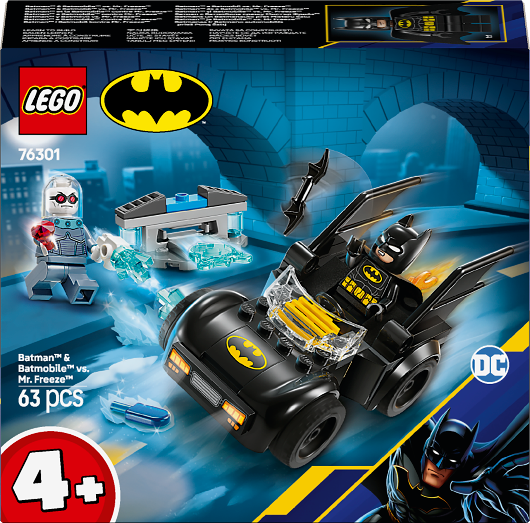 LEGO Batman 76301 Batman & Batmobile vs Mr Freeze Vehicle Playset for Kids 4+ Unisex, Preschool Superhero Toy