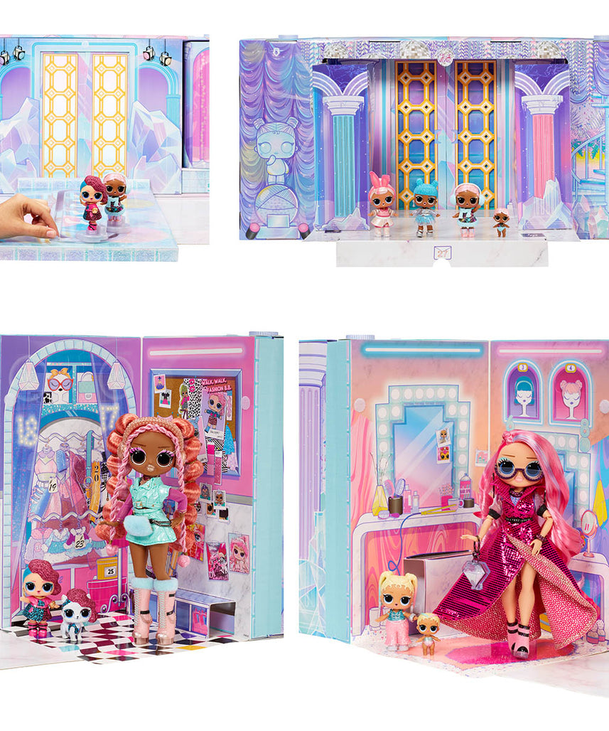 عرض أزياء ضخم من LOL Surprise! OMG مع 80 مفاجأة و12 دمية حصرية - بيوت دمى تظاهرية إبداعية للأطفال من سن 4 سنوات فما فوق