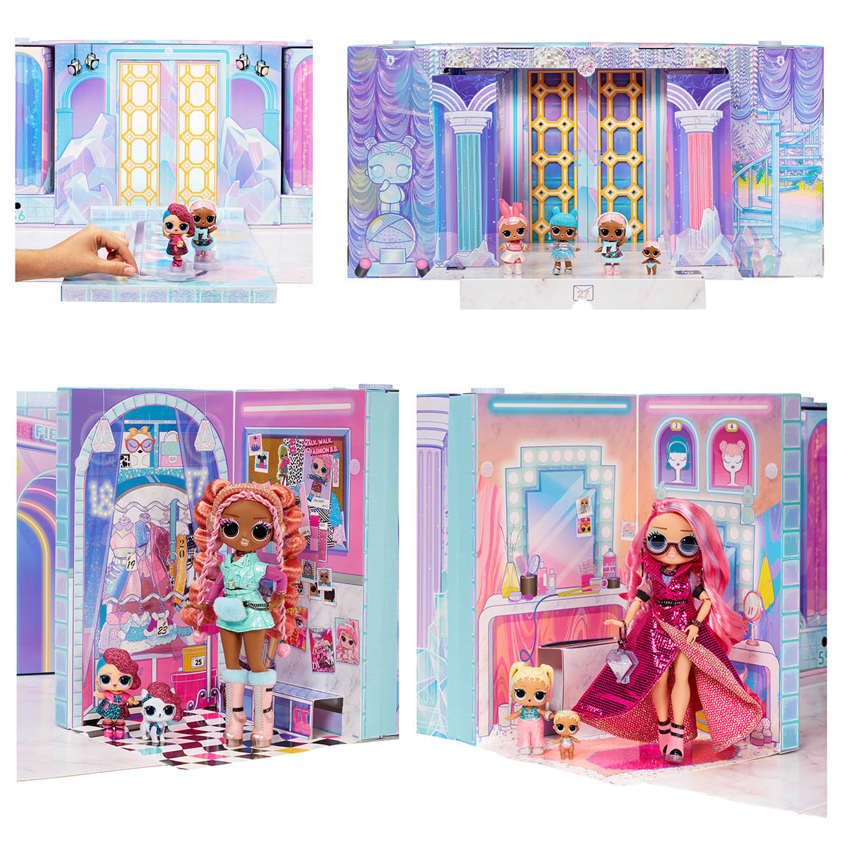 عرض أزياء ضخم من LOL Surprise! OMG مع 80 مفاجأة و12 دمية حصرية - بيوت دمى تظاهرية إبداعية للأطفال من سن 4 سنوات فما فوق