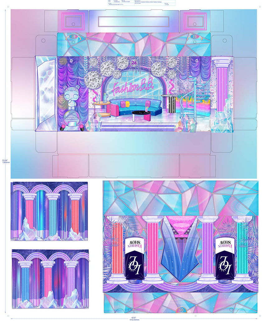 عرض أزياء ضخم من LOL Surprise! OMG مع 80 مفاجأة و12 دمية حصرية - بيوت دمى تظاهرية إبداعية للأطفال من سن 4 سنوات فما فوق