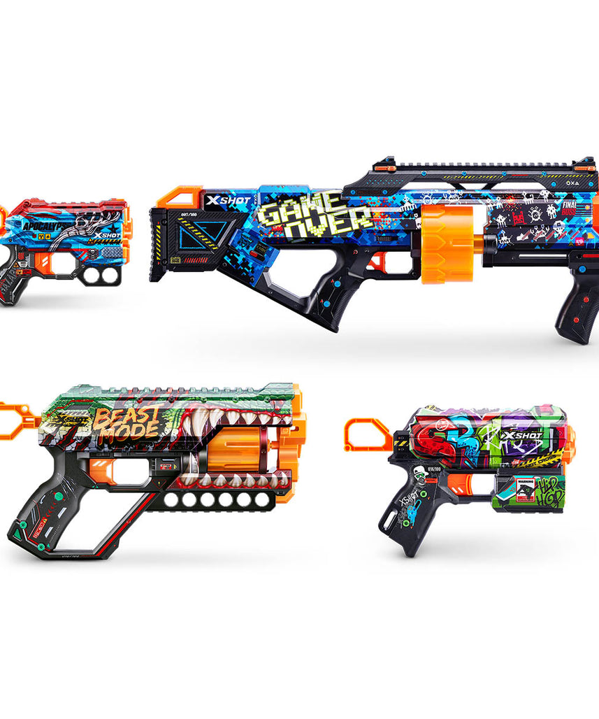 X-Shot Skins Mix Combo Pack, Last Stand, Griefer, Flux & Menace Blasters, 3 Toy Guns, 48 Darts, Kids, Teens & Adults, Outdoor Action & Target Games, Gift for Boys & Girls Ages 8+