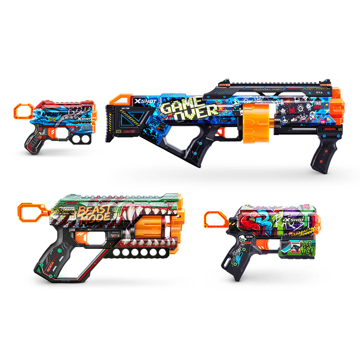X-Shot Skins Mix Combo Pack, Last Stand, Griefer, Flux & Menace Blasters, 3 Toy Guns, 48 Darts, Kids, Teens & Adults, Outdoor Action & Target Games, Gift for Boys & Girls Ages 8+