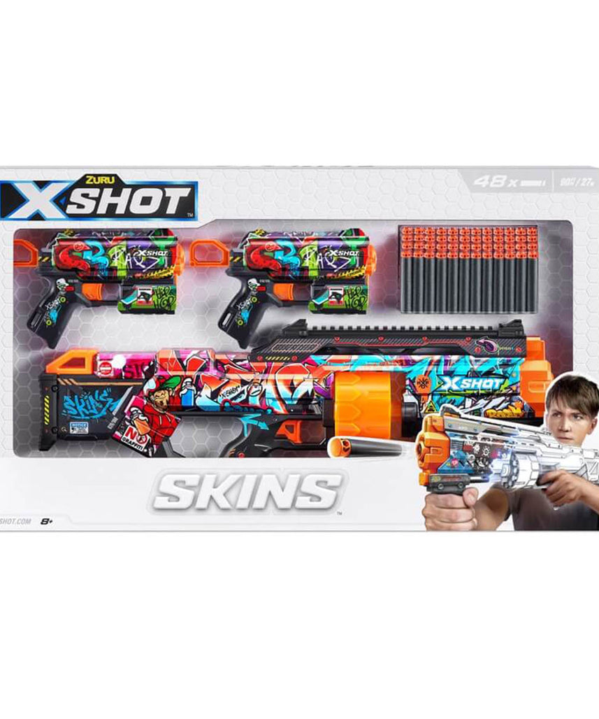 X-Shot Skins Mix Combo Pack, Last Stand, Griefer, Flux & Menace Blasters, 3 Toy Guns, 48 Darts, Kids, Teens & Adults, Outdoor Action & Target Games, Gift for Boys & Girls Ages 8+