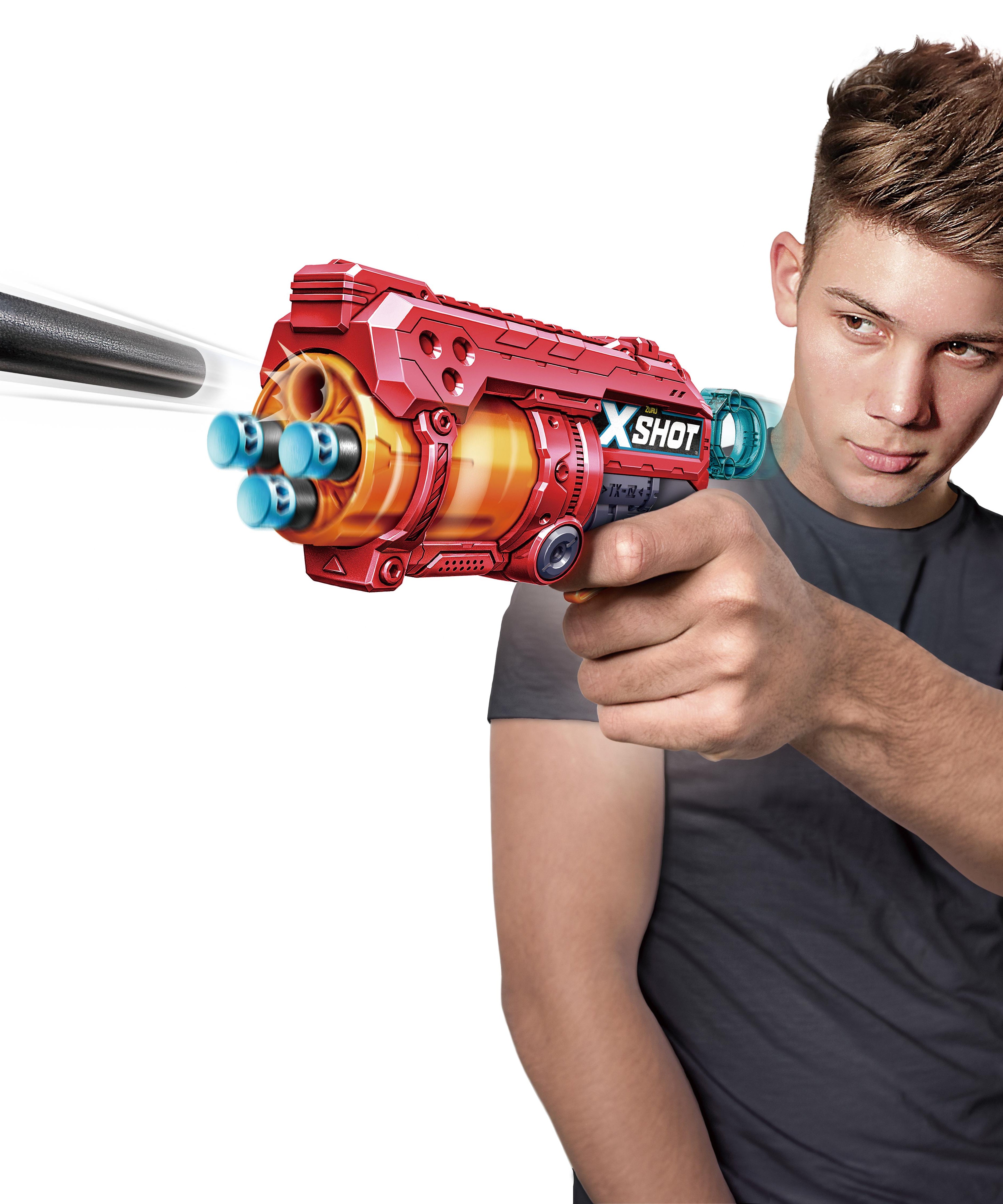 X-Shot Excel Fury 4 Blaster (16 Darts) by ZURU, Foam Dart Gun for Boys & Girls, Ages 8+