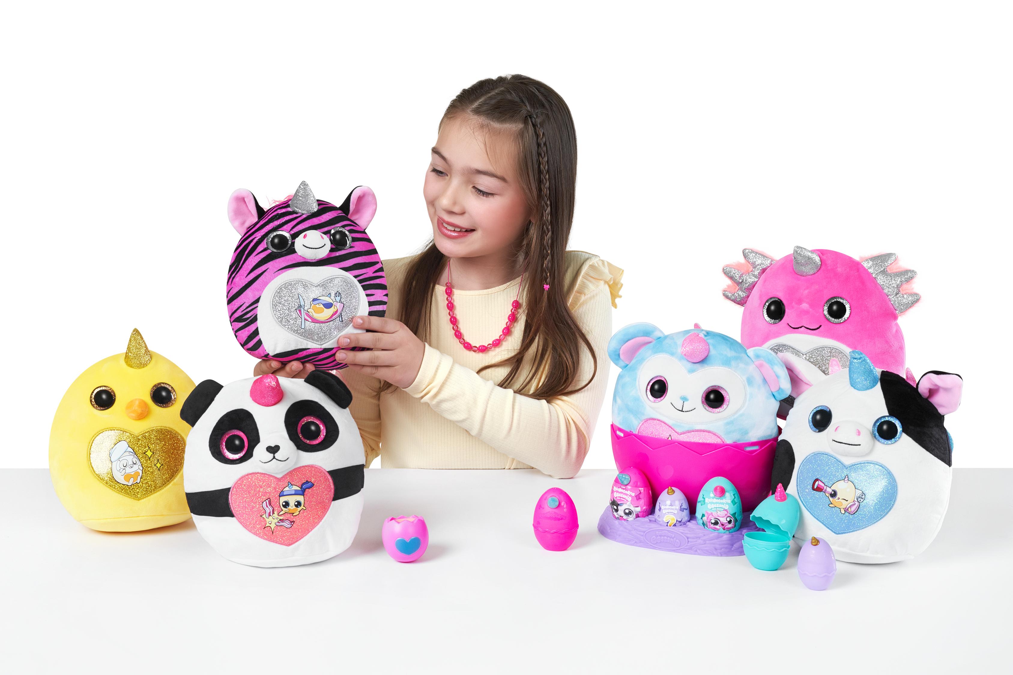 Rainbocorns Eggzania Mini Mania Series 1 Surprise Plush Toy for Girls Ages 3+, Collectible Stuffed Animal with 10+ Surprises, Slime, Stickers & Wearable Jewelry