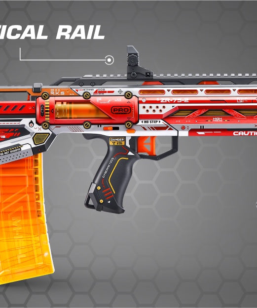 XShot Skins Pro Pac-Man Long Shot Blaster, 40 Darts, Slam Fire, Retro Skin, 2 Quick Clips, Half & Full-Length Ammo, Air Pocket Foam Tech, 66ft Range for Boys, Age 14+