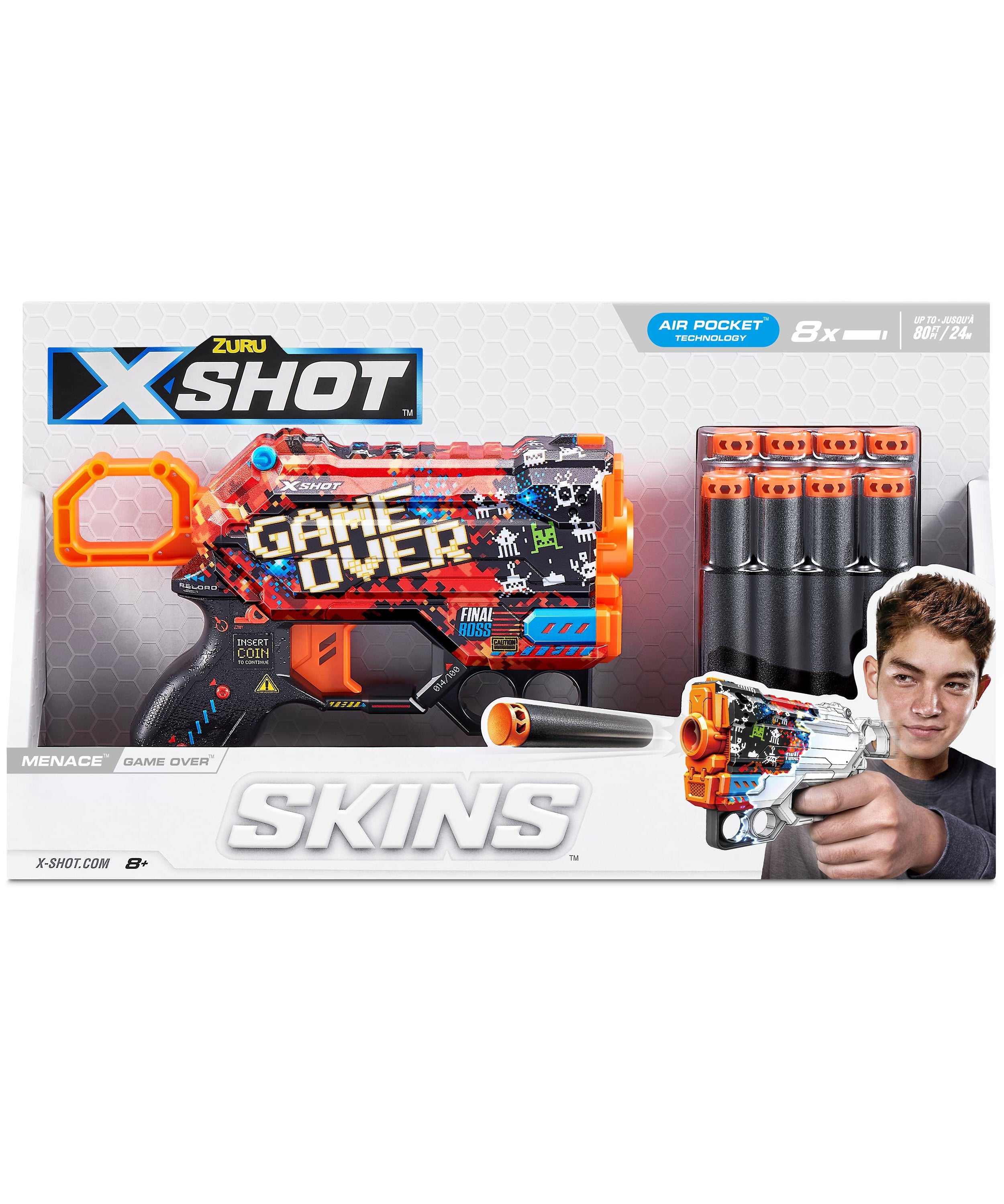 X Shot Skins Menace Blaster, Compact Foam Dart Gun for Boys, Age 8+