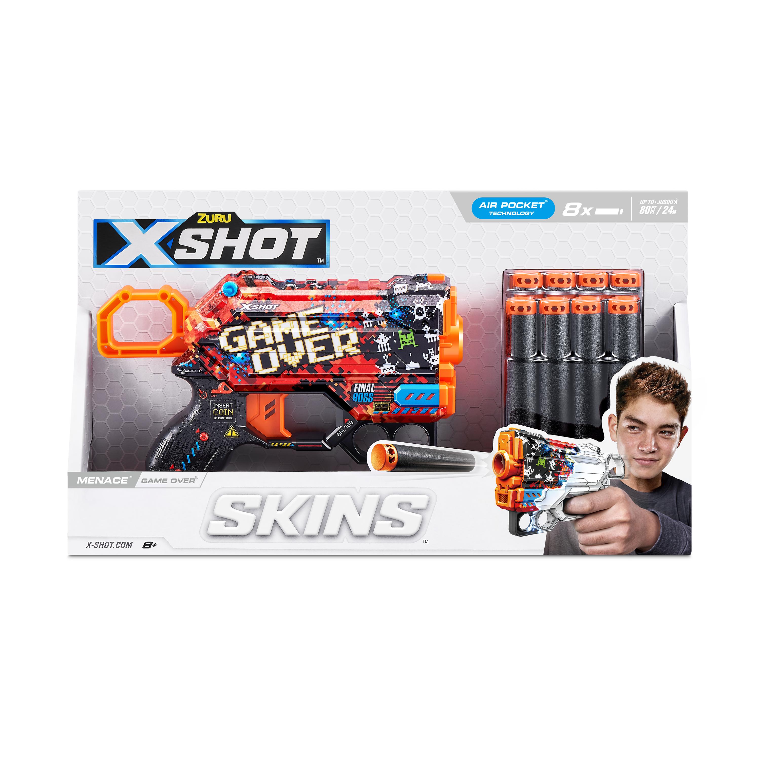 X Shot Skins Menace Blaster, Compact Foam Dart Gun for Boys, Age 8+