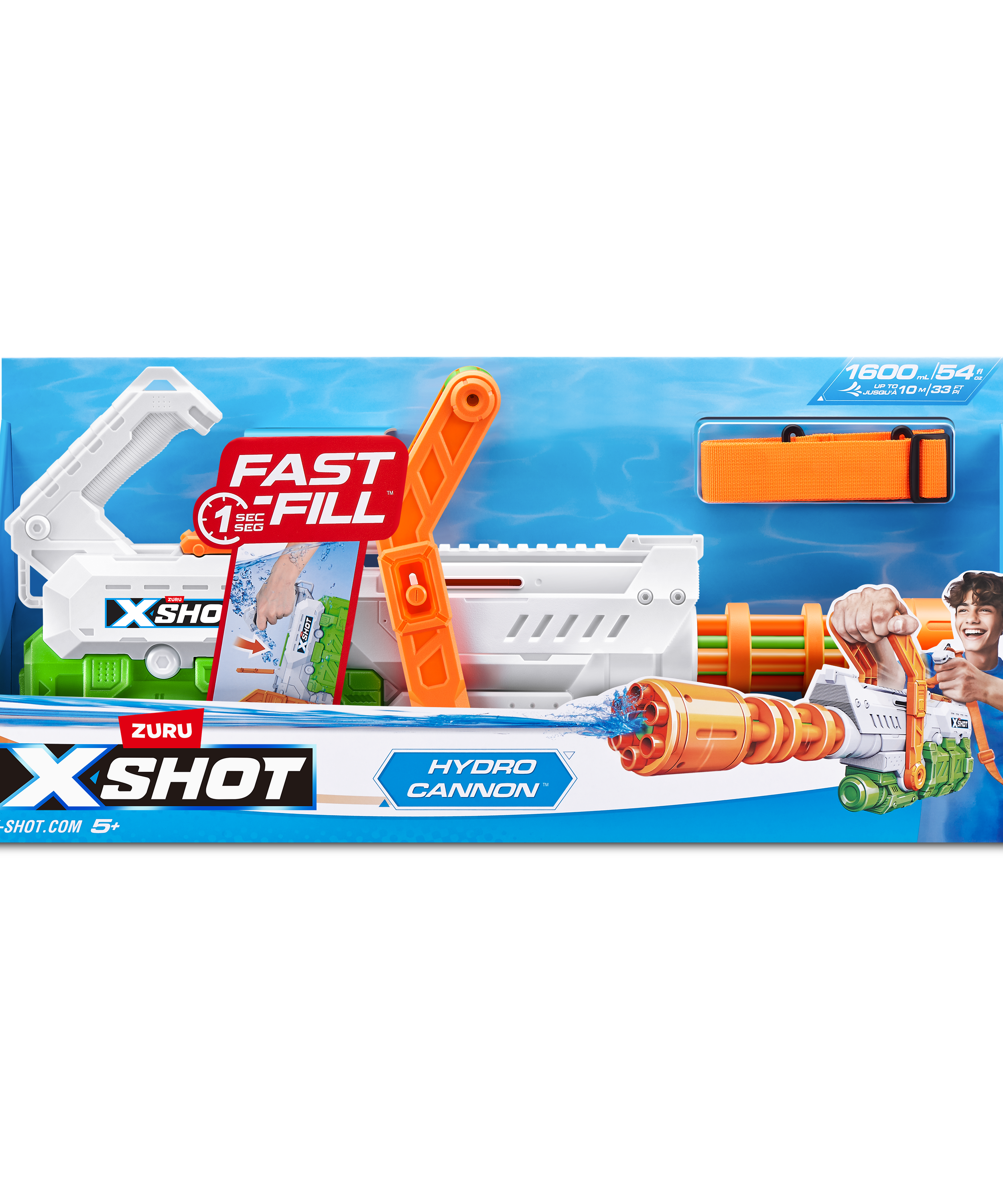 XSHOT Water Hydro Cannon, Fast-Fill Water Blaster with 1600ml Tank & Shoulder Strap, Shoots Up to 10m, Outdoor Water Gun for Kids Teens Adults, Ages 5+