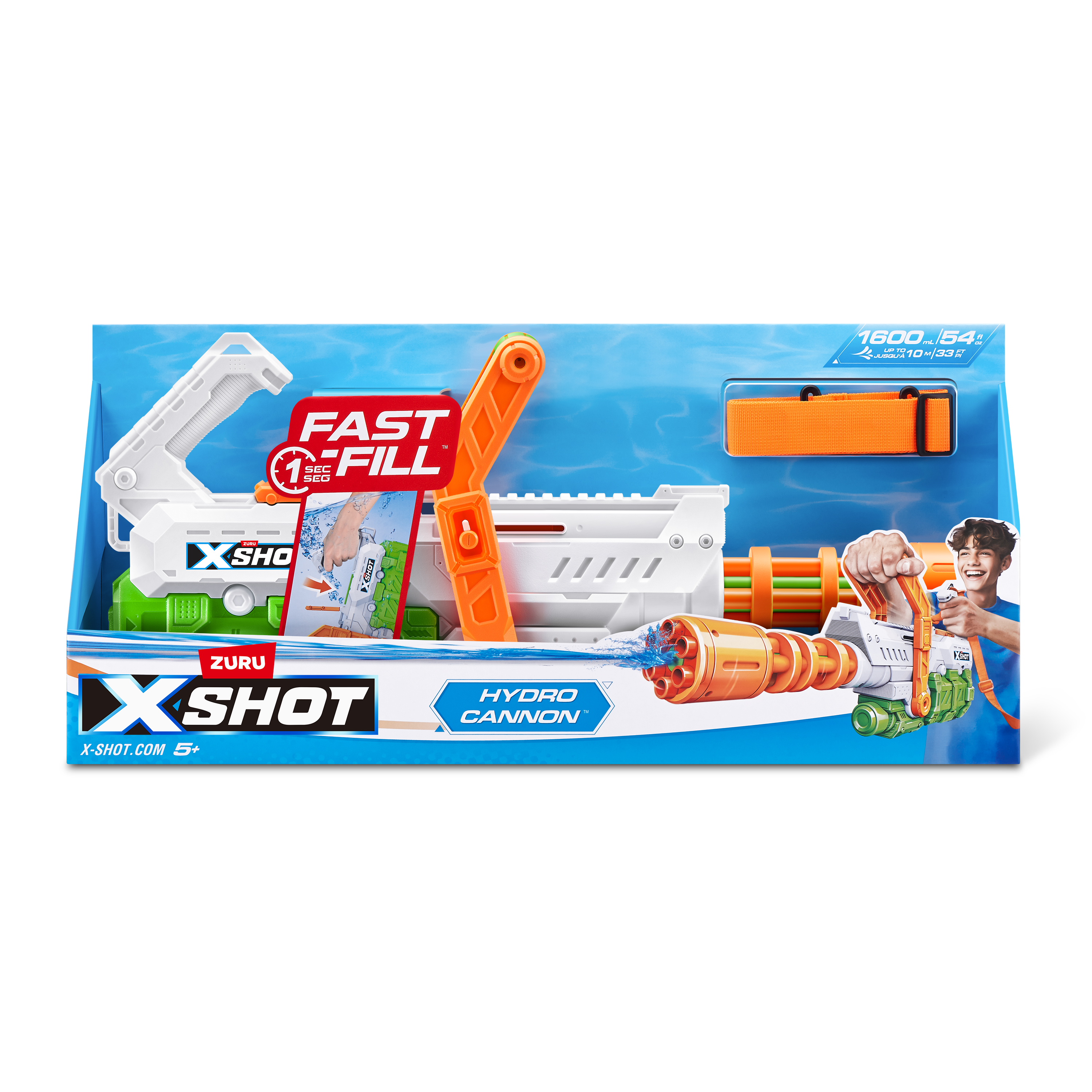 XSHOT Water Hydro Cannon, Fast-Fill Water Blaster with 1600ml Tank & Shoulder Strap, Shoots Up to 10m, Outdoor Water Gun for Kids Teens Adults, Ages 5+