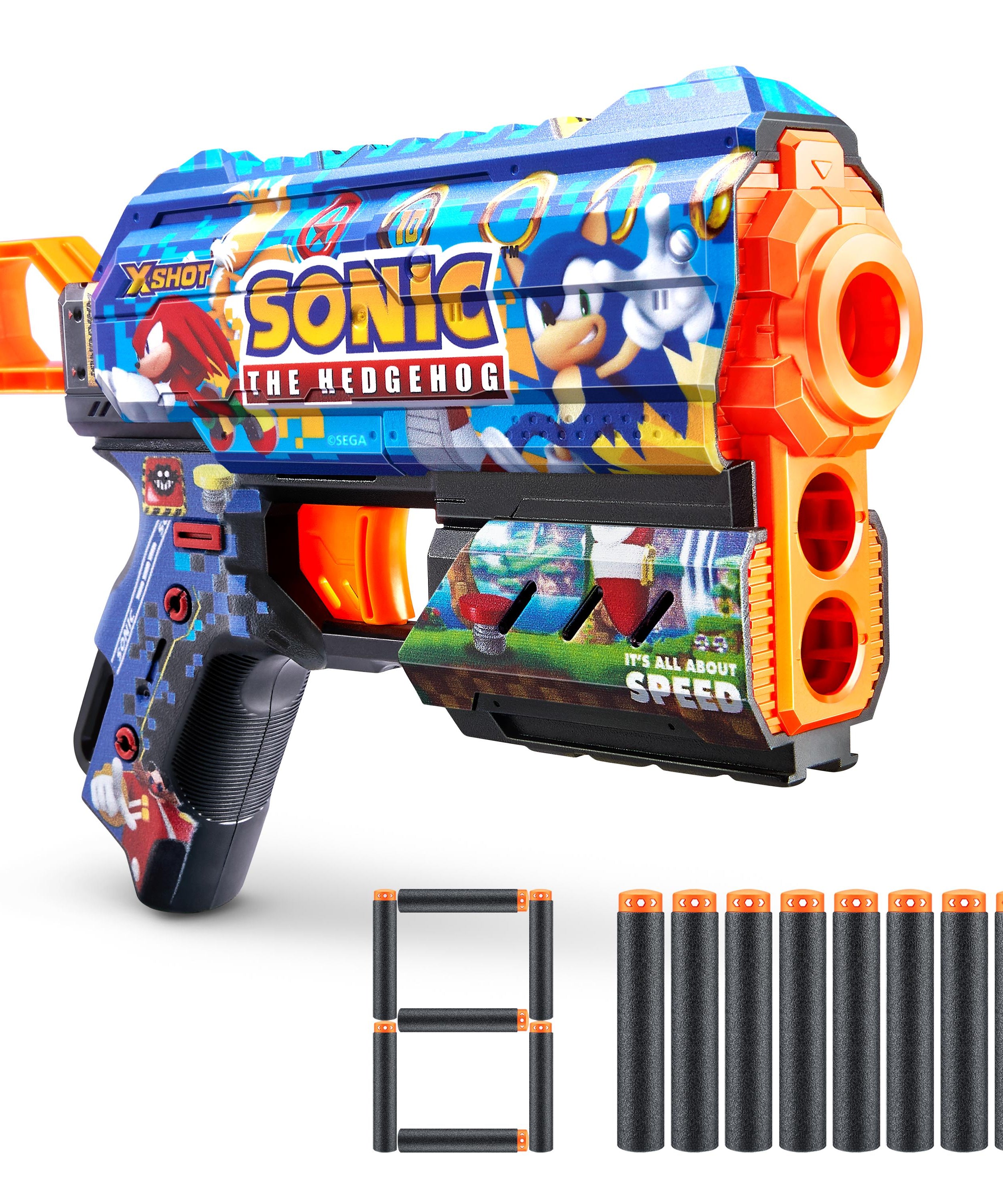 XSHOT Skins Flux Sonic (S1) Blaster, 8 Dart Capacity Toy Gun with Air Pocket Technology, Recoil Action, Long-Range Outdoor Blaster for Kids Ages 8+