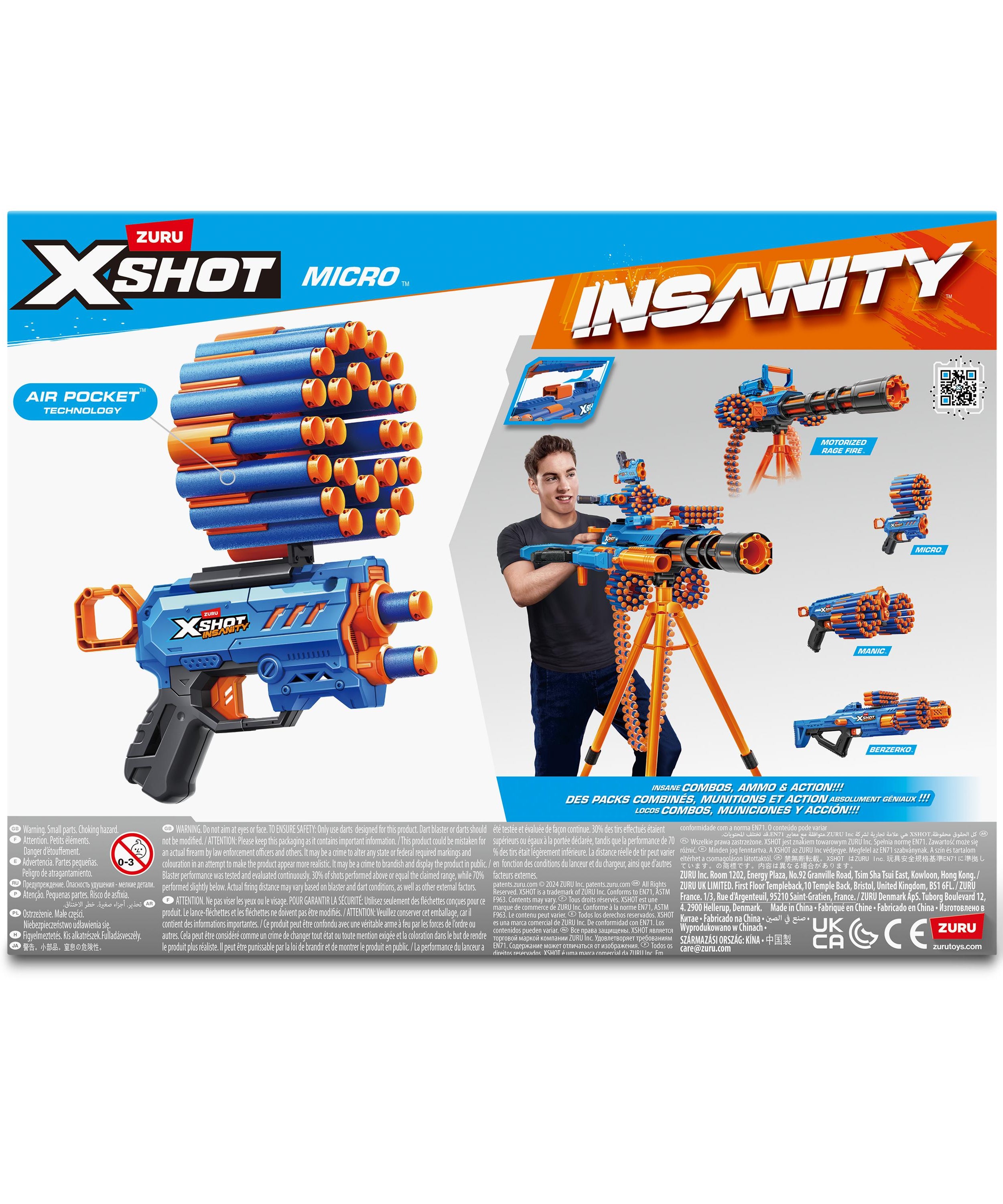 X Shot Insanity Micro 24 Darts Blaster, Compact Dart Gun for Boys, Age 8+