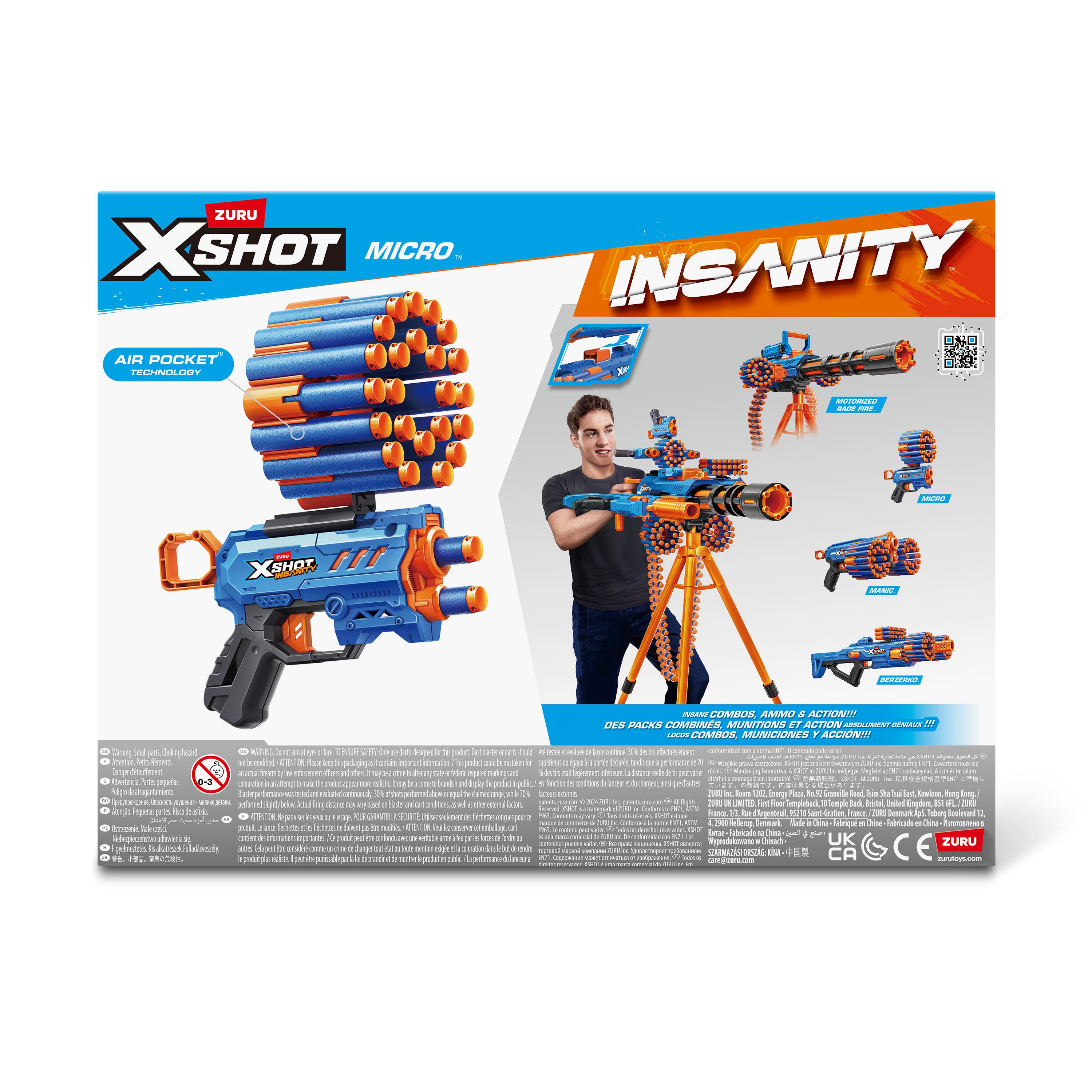 X Shot Insanity Micro 24 Darts Blaster, Compact Dart Gun for Boys, Age 8+