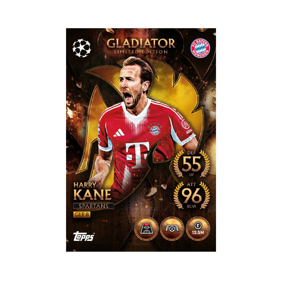 Topps Match Attax UCC 2025 2026 Mega Tin Collectible Football Trading Cards with 45 Cards and Exclusive Gladiators Limited Editions, Official UEFA Licensed, Assorted Mega Tin