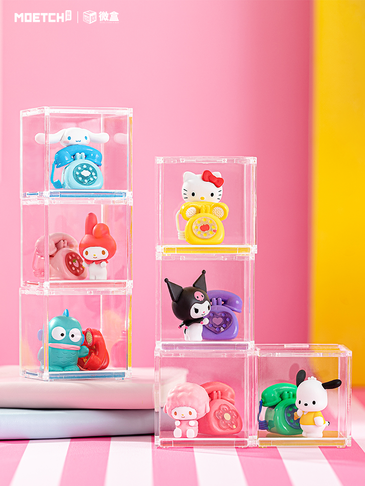 مجموعة عرض صندوق صغير من مويتش سانريو لوف كولينج مايكرو بلايند، مكونة من 8 قطع - شخصيات قابلة للتجميع مع حافظات عرض أكريليك، 8 تصاميم + مجموعة نادرة سرية، للأعمار من 6 سنوات فما فوق