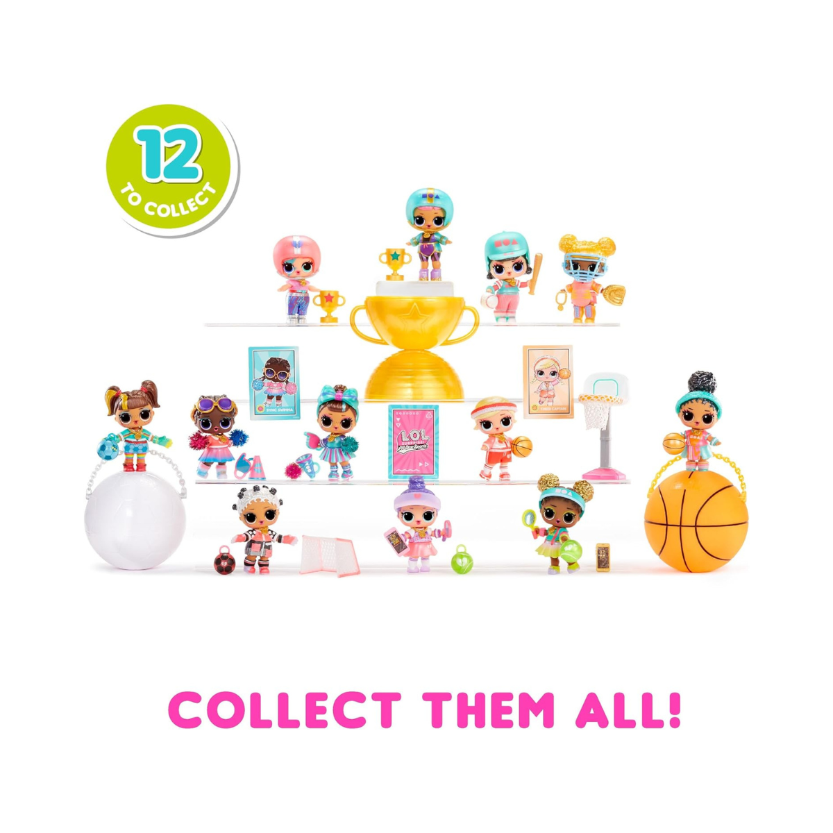 LOL Surprise All Star Sports Vault Tots Collectible Dolls for Kids with 8 Surprises Sports Accessories Bottle Medal Fashions and Trading Card Blind Ball Packaging for Girls Ages 3 and Up