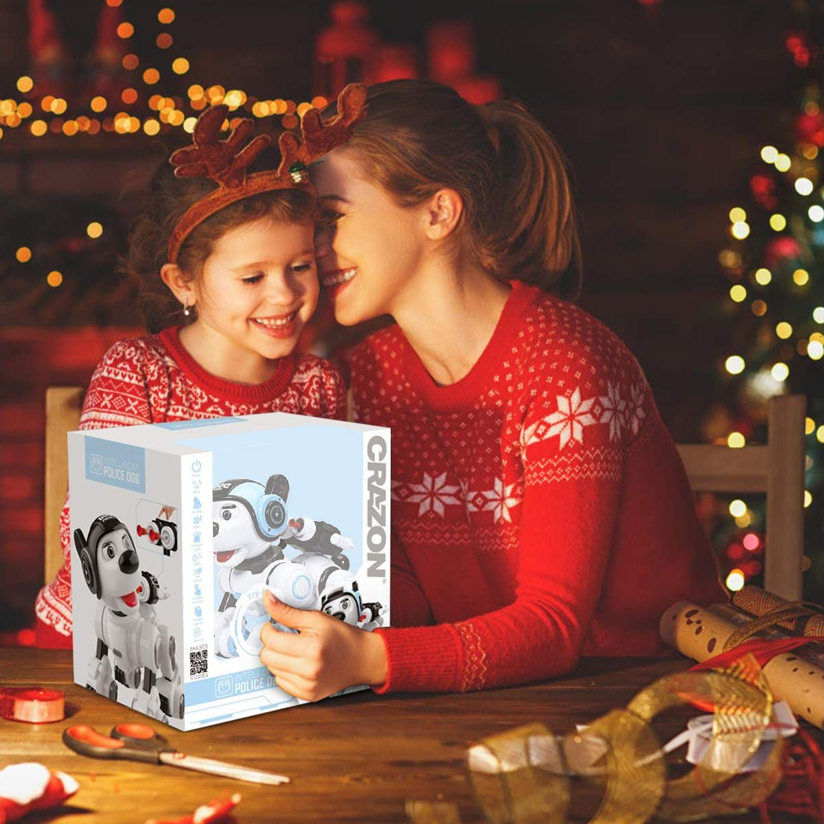 Crazon Blue Robotic Police Dog, IR Control Intelligent Robot Toy for Kids, Boys & Girls, Ages 3+