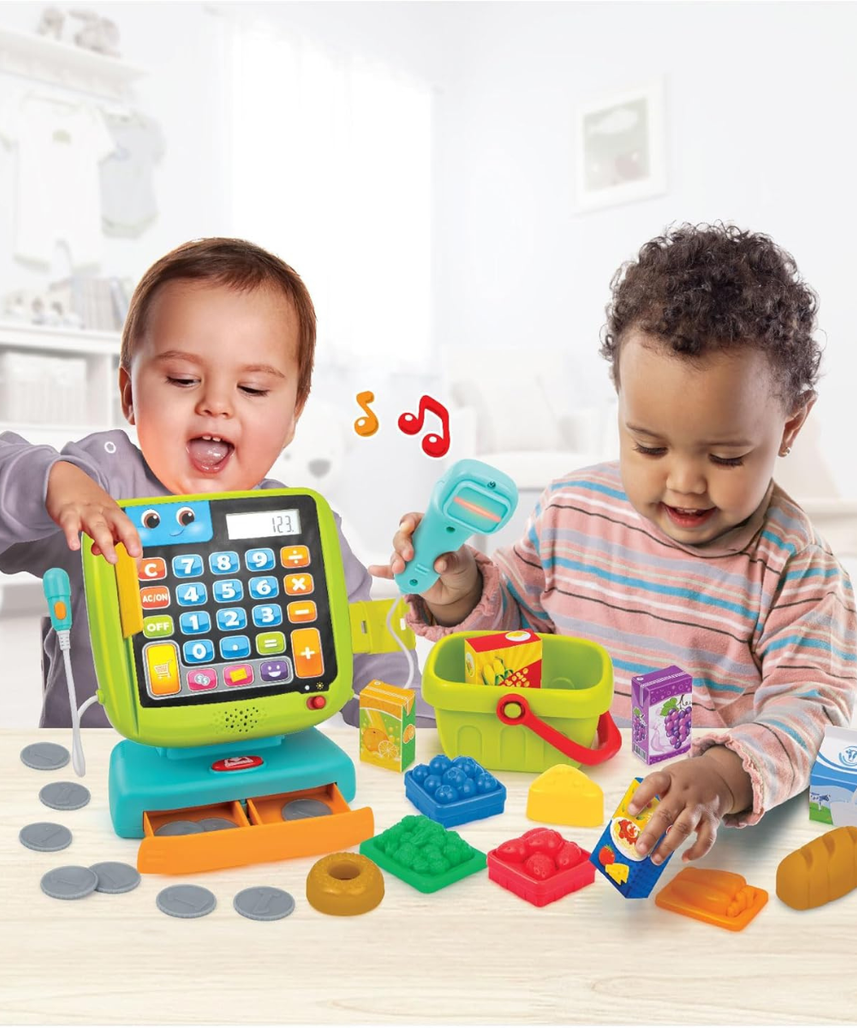 Winfun Smart Calculator Cash Register Set Pretend Play Toy for Early Math Learning 3+ Months