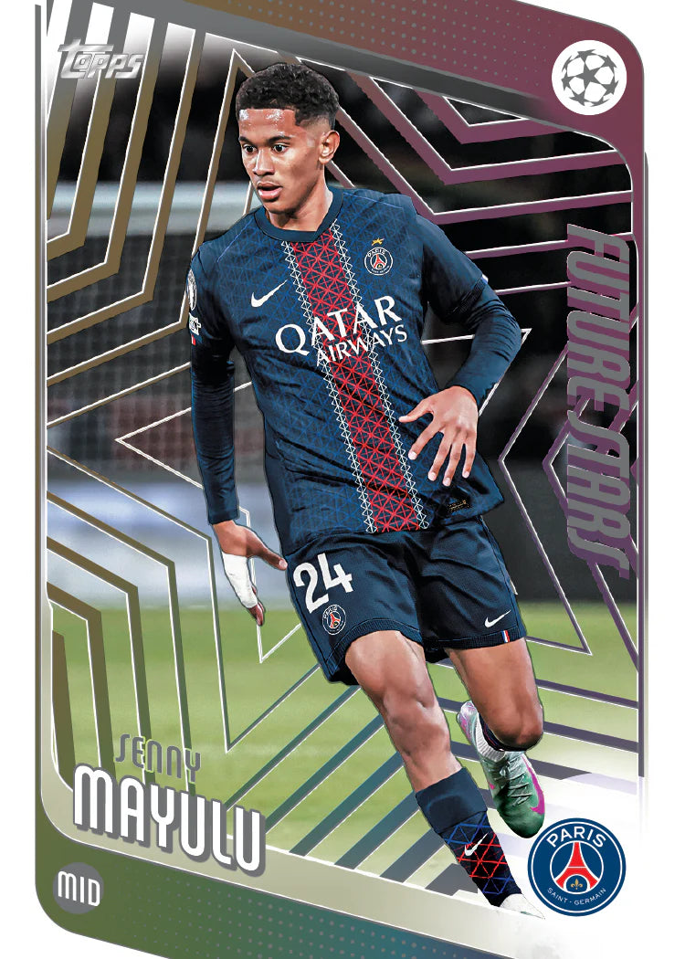 Topps UEFA Club Competitions 2025 2026 Spring Tin Trading Cards Assorted, 59 Cards Pack with 3 Holiday Parallels, Official Soccer Collectible Hobby Tin, Random Design, Age 6+