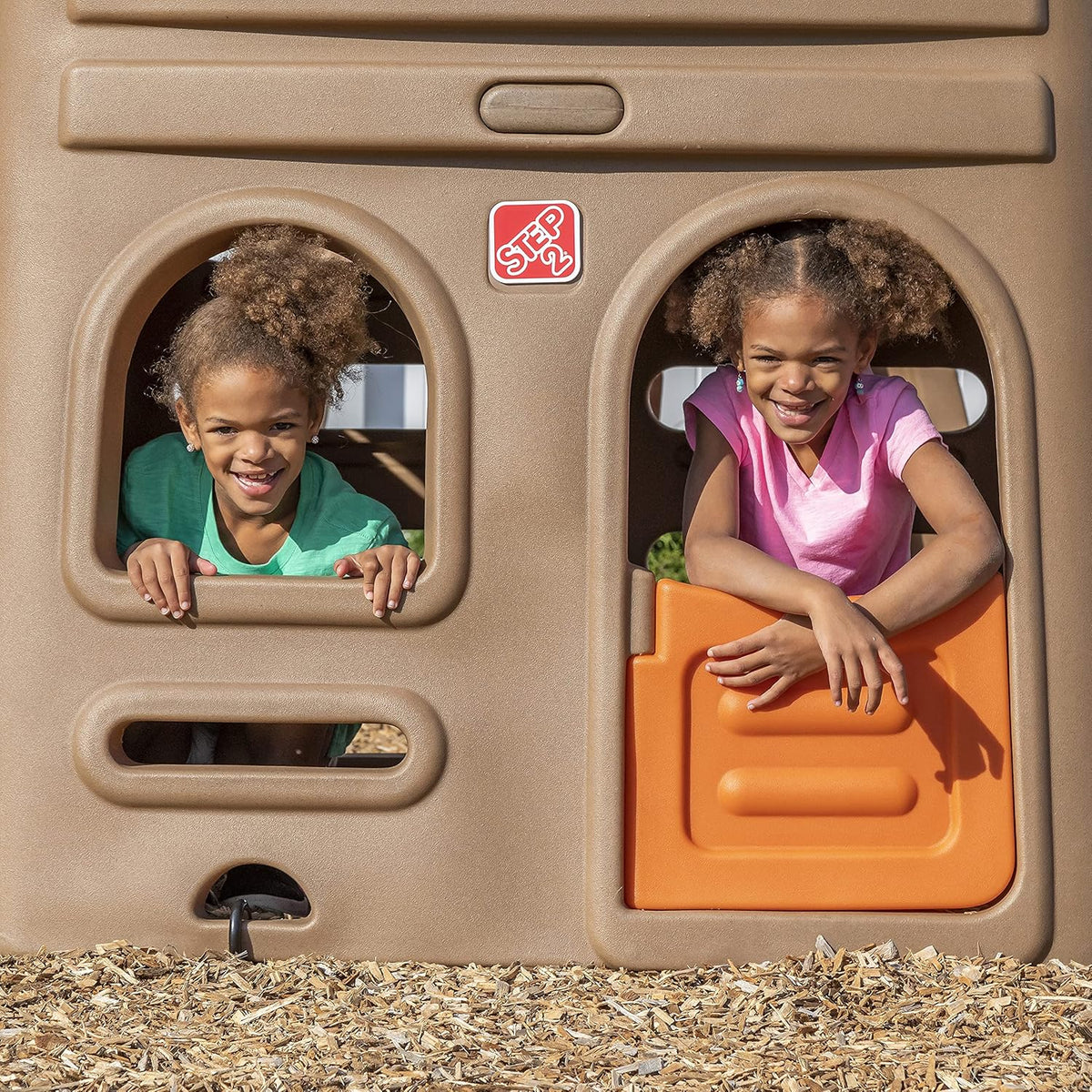 Step2 Naturally Playful Playhouse Climber, Swing Extension, Playhouse + Slide + Swings, Outdoor Playset for Kids 3+