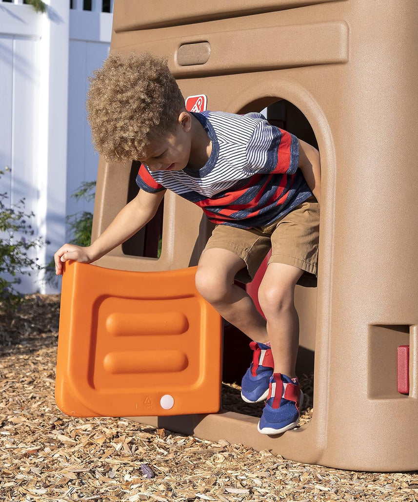 Step2 Naturally Playful Playhouse Climber, Swing Extension, Playhouse + Slide + Swings, Outdoor Playset for Kids 3+