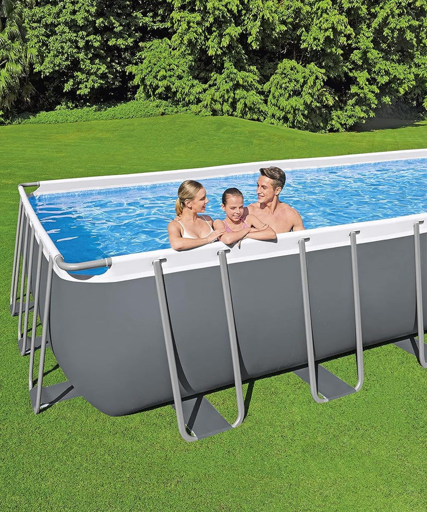 Bestway Power Steel™ Above Ground Pool Set 6.40m x 2.74m x 1.32m – Heavy-Duty Rectangular Family Swimming Pool with Steel Frame, Ages 18+