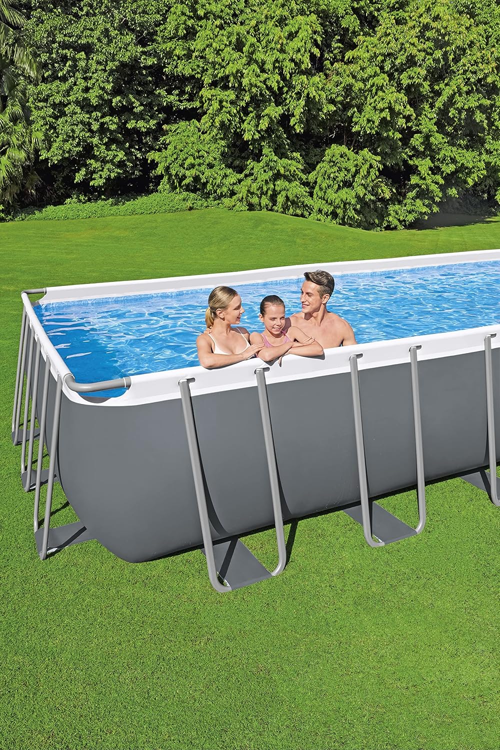 Bestway Power Steel™ Above Ground Pool Set 6.40m x 2.74m x 1.32m – Heavy-Duty Rectangular Family Swimming Pool with Steel Frame, Ages 18+