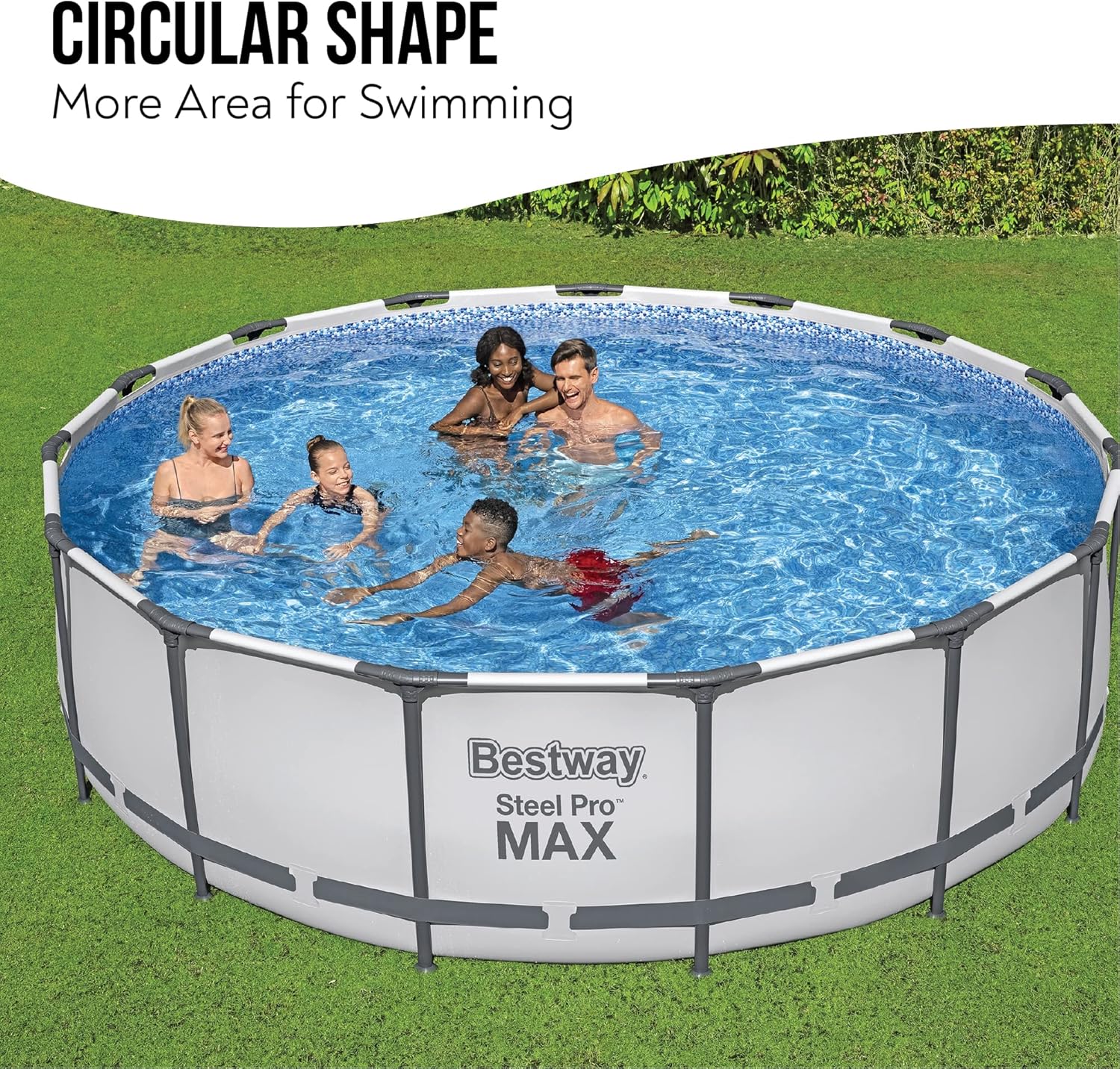 Bestway Steel Pro Max | Round Frame Swimming Pool with Filter Pump, Above Ground Frame Pools, Grey, 10’