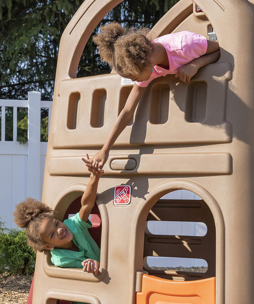 Step2 Naturally Playful Playhouse Climber, Swing Extension, Playhouse + Slide + Swings, Outdoor Playset for Kids 3+