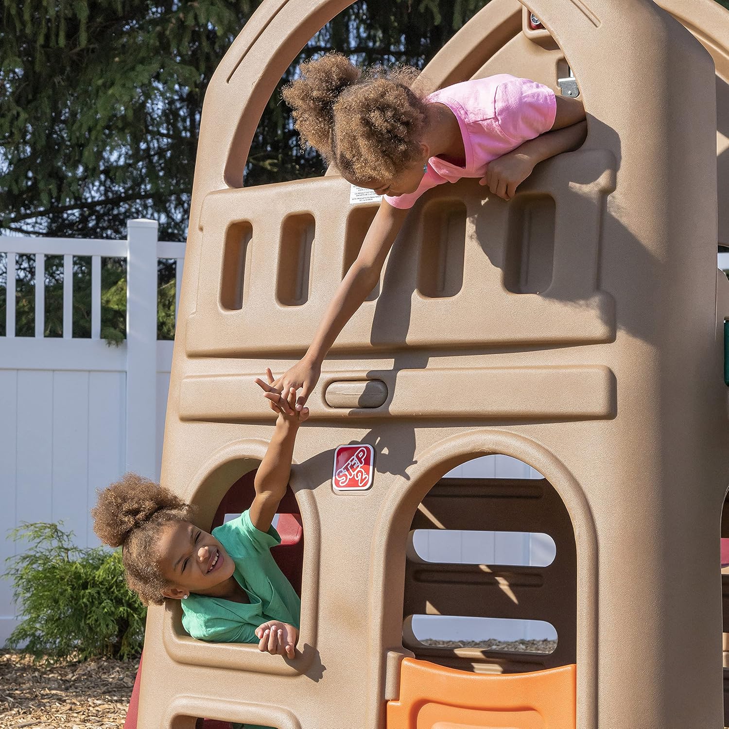 Step2 Naturally Playful Playhouse Climber, Swing Extension, Playhouse + Slide + Swings, Outdoor Playset for Kids 3+